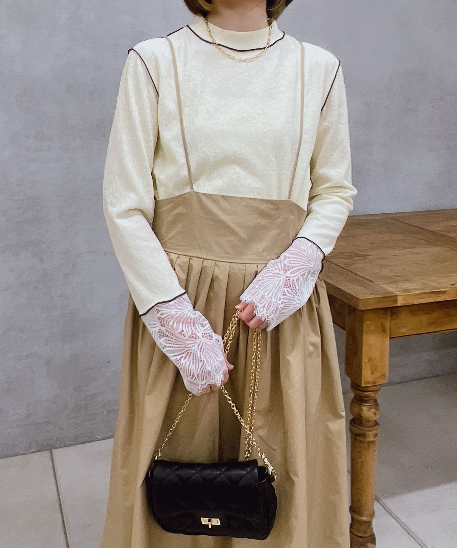 un dix cors(アンディコール) カフスレースメロートップス