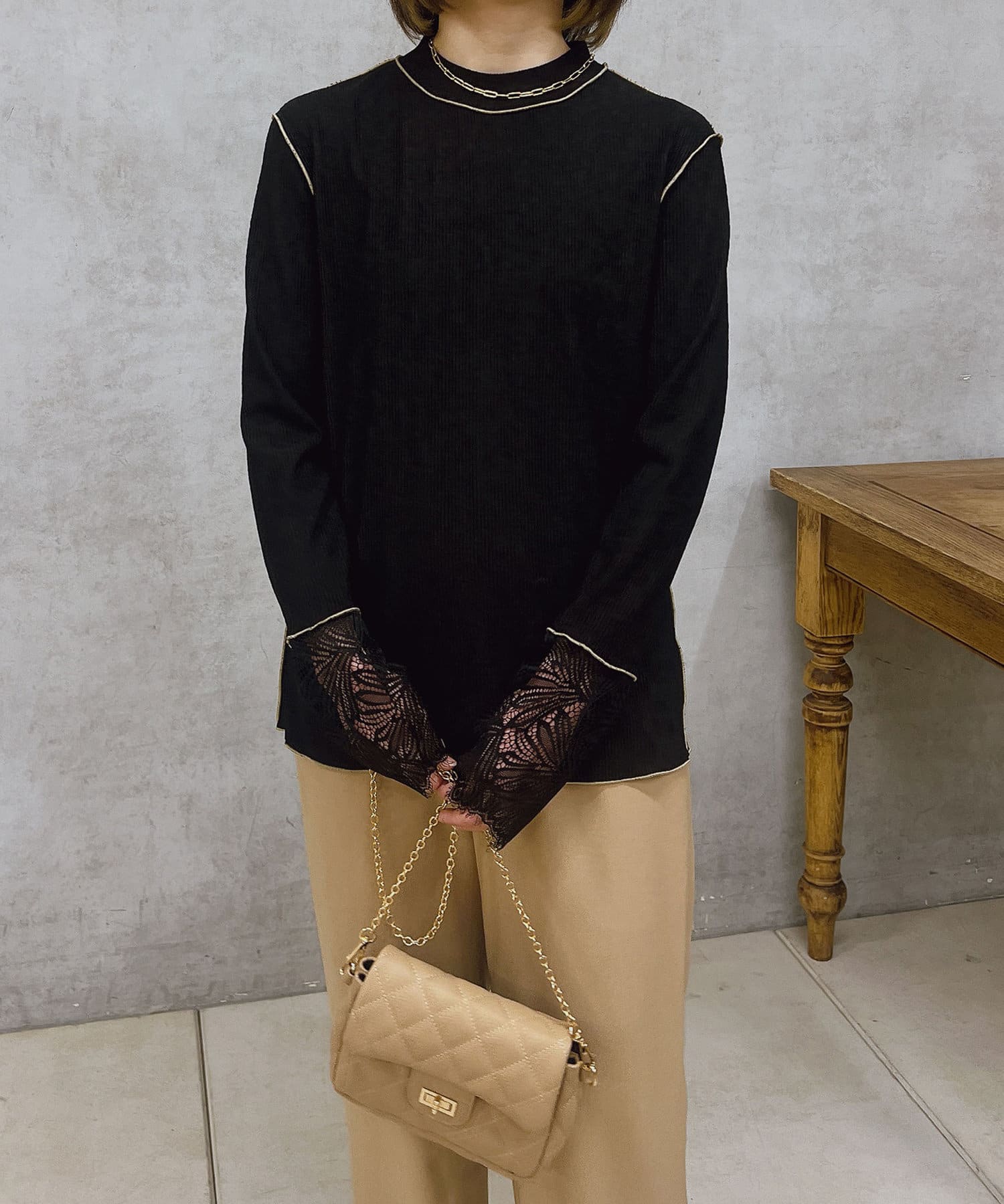 un dix cors(アンディコール) カフスレースメロートップス