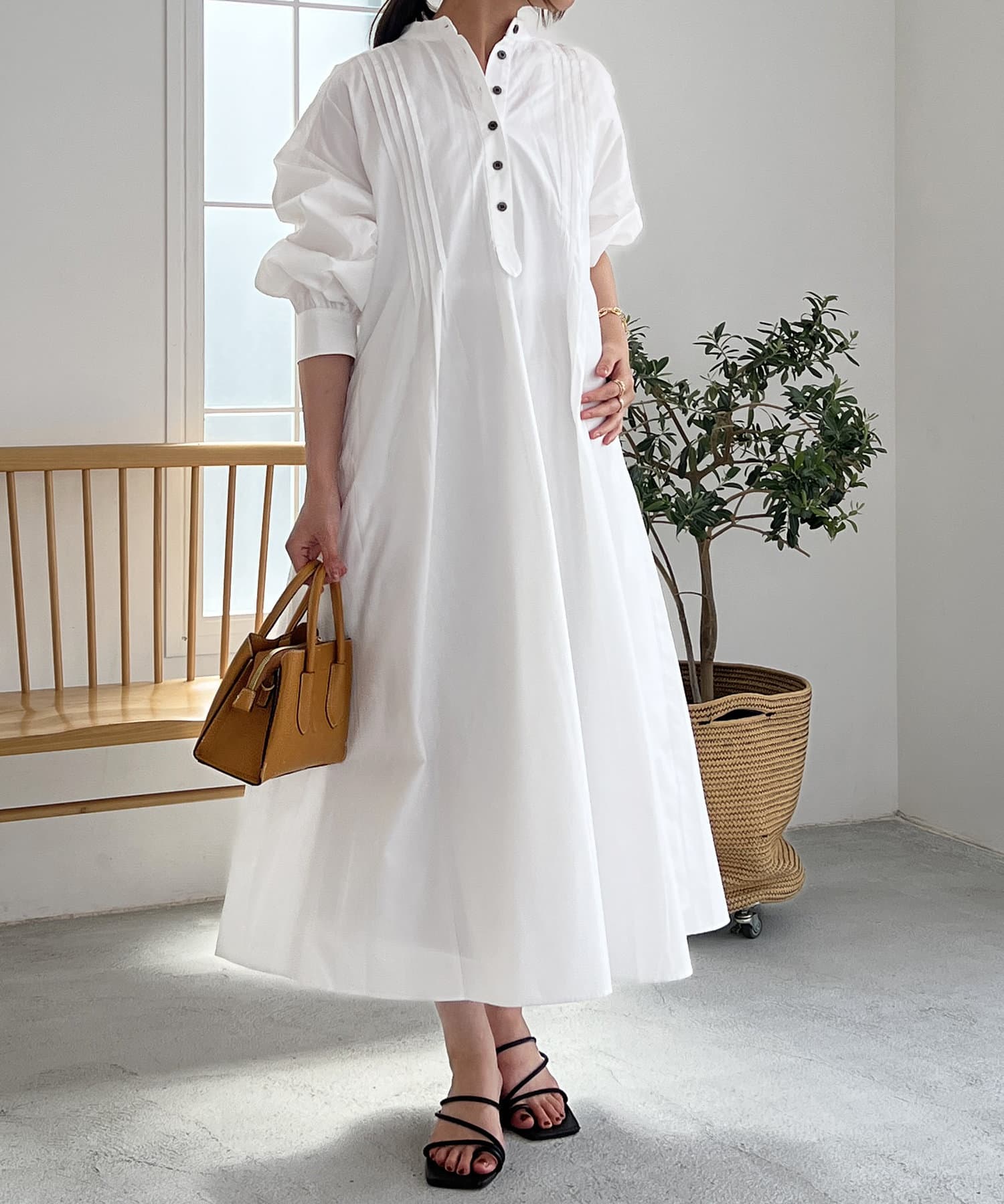 un dix cors(アンディコール) レースアップシャツワンピース