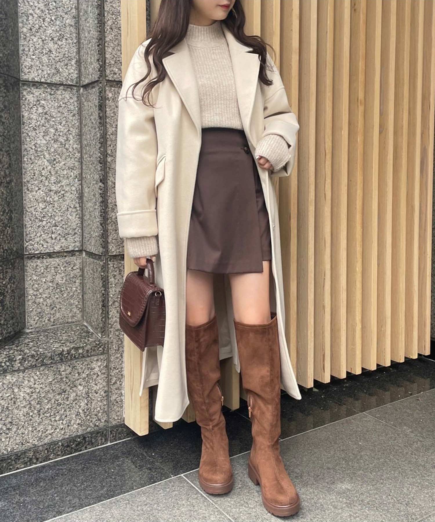 one after another】ベルト付きロングコート | NICE CLAUP / OLIVE des