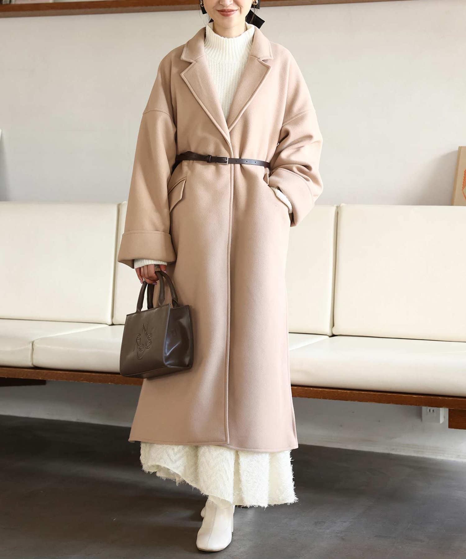 one after another】ベルト付きロングコート | NICE CLAUP / OLIVE des