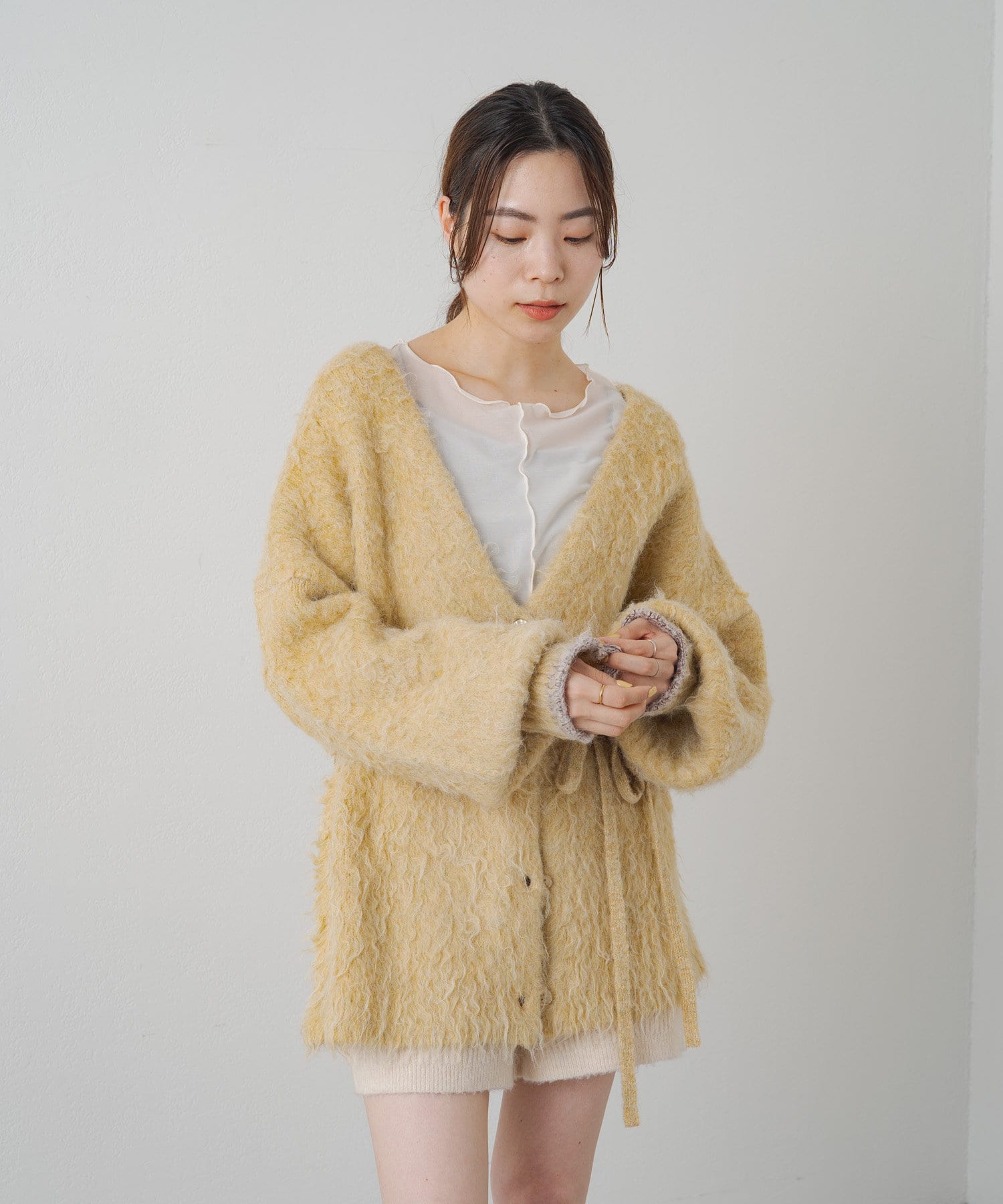 kastane シャギーコート　イエロー kastane シャギーコート イエロー