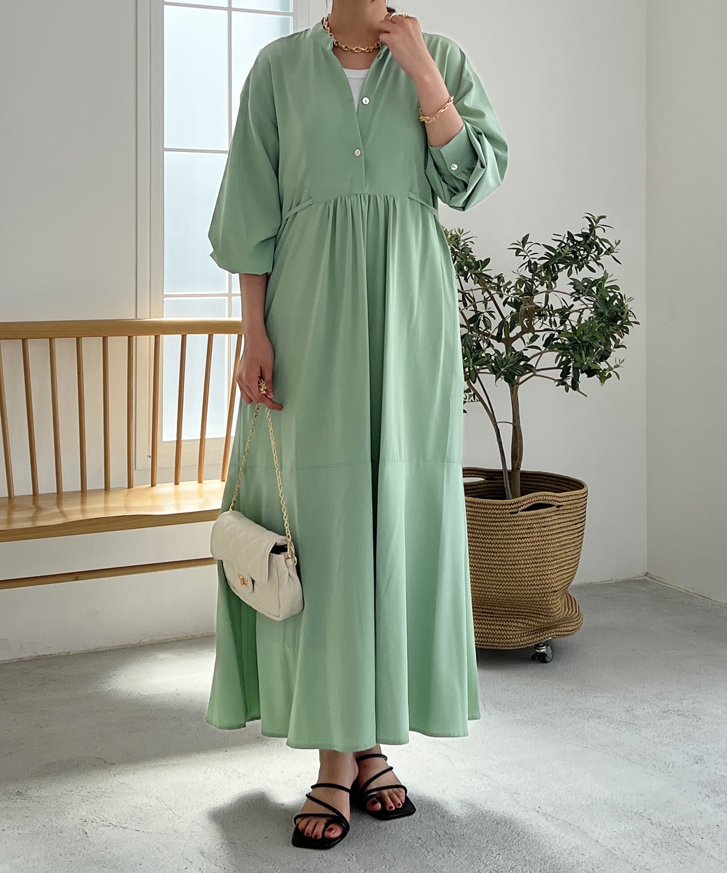 un dix cors(アンディコール) ウエストギャザーワンピース