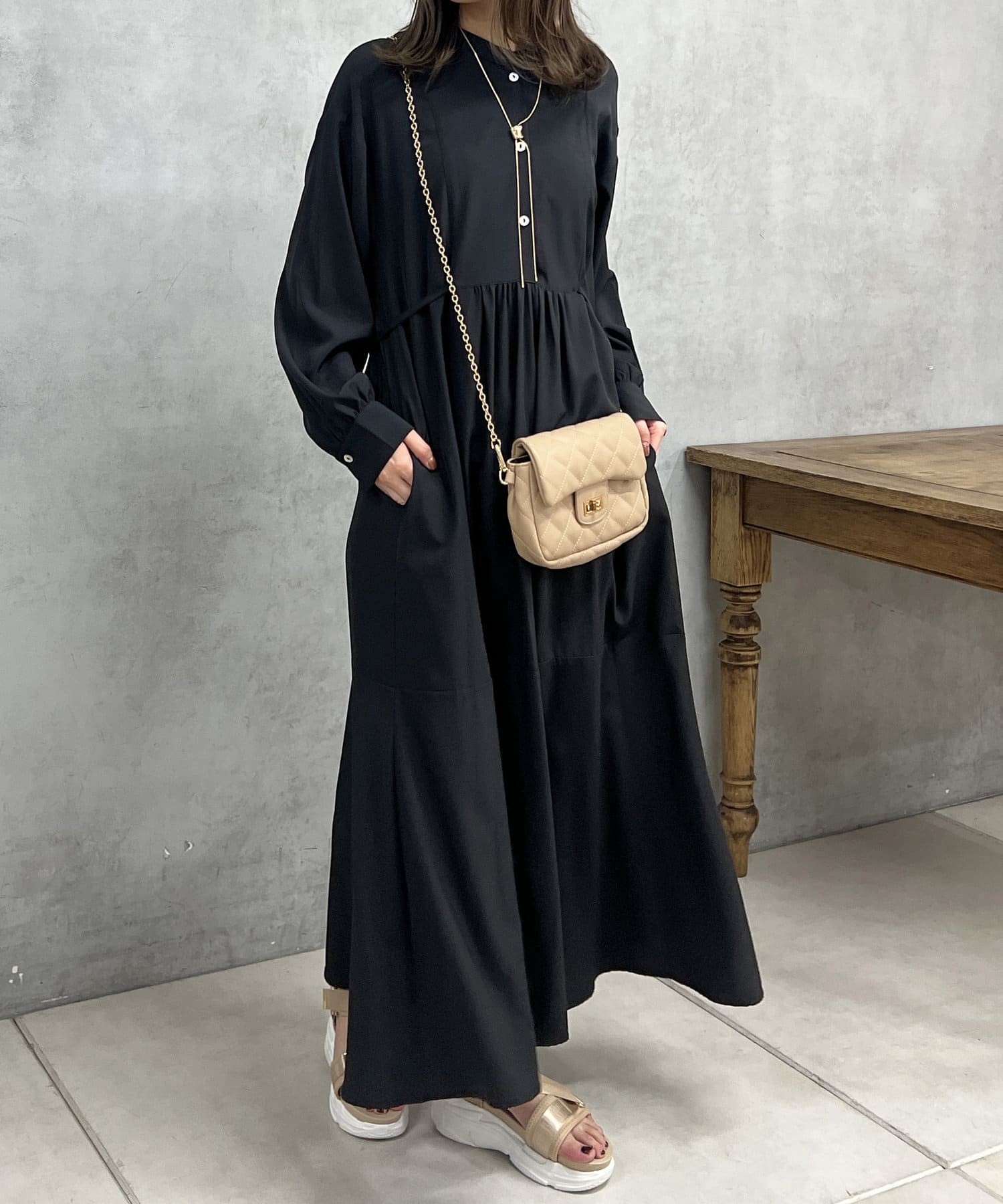 un dix cors(アンディコール) ウエストギャザーワンピース