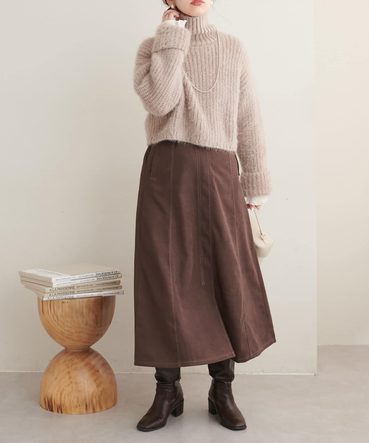 natural couture(ナチュラルクチュール) ベルト付ききれいめAラインスカート