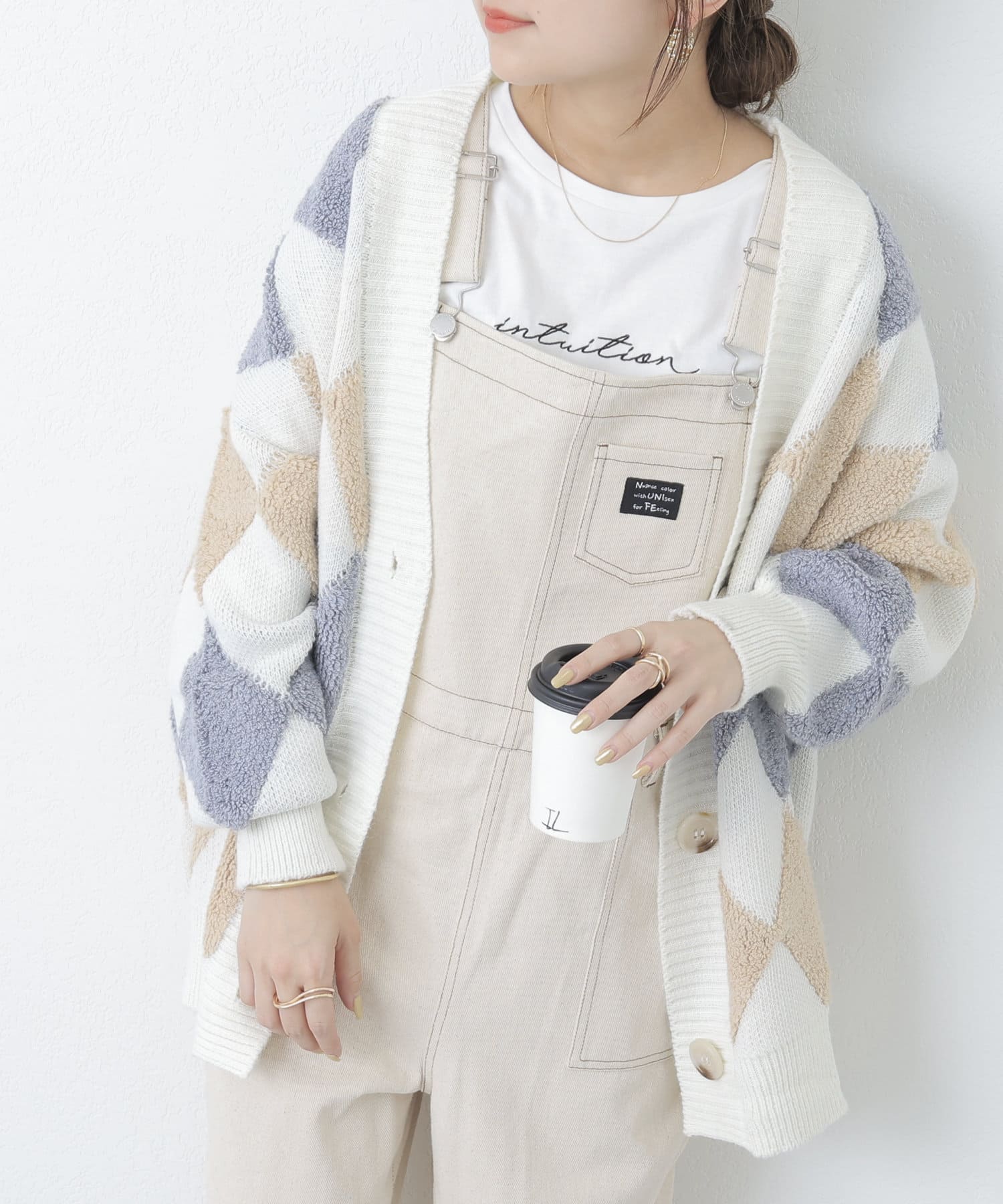 NICE CLAUP / OLIVE des OLIVE OUTLET(ナイスクラップ  / オリーブ デ オリーブ アウトレット) 【リバイバルアイテム】アーガイル柄カーディガン
