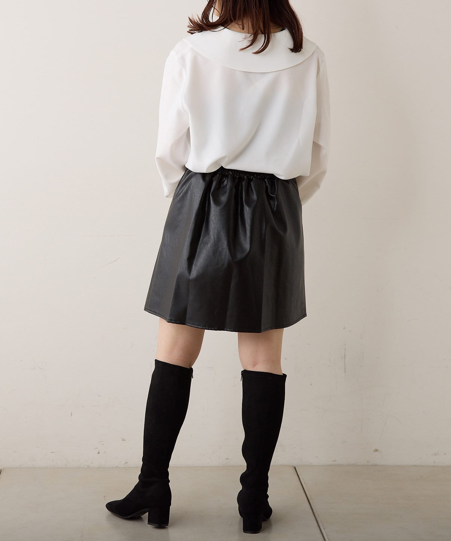 NICE CLAUP / OLIVE des OLIVE OUTLET(ナイスクラップ  / オリーブ デ オリーブ アウトレット) 【低身長向けシリーズ】合皮プリーツミニスカート