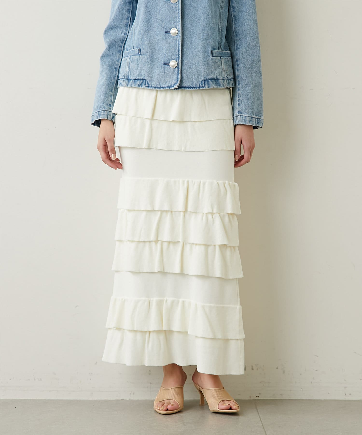 通販価格新品 Whim Gazette ニット　ティアード　フリル　スカート スカート
