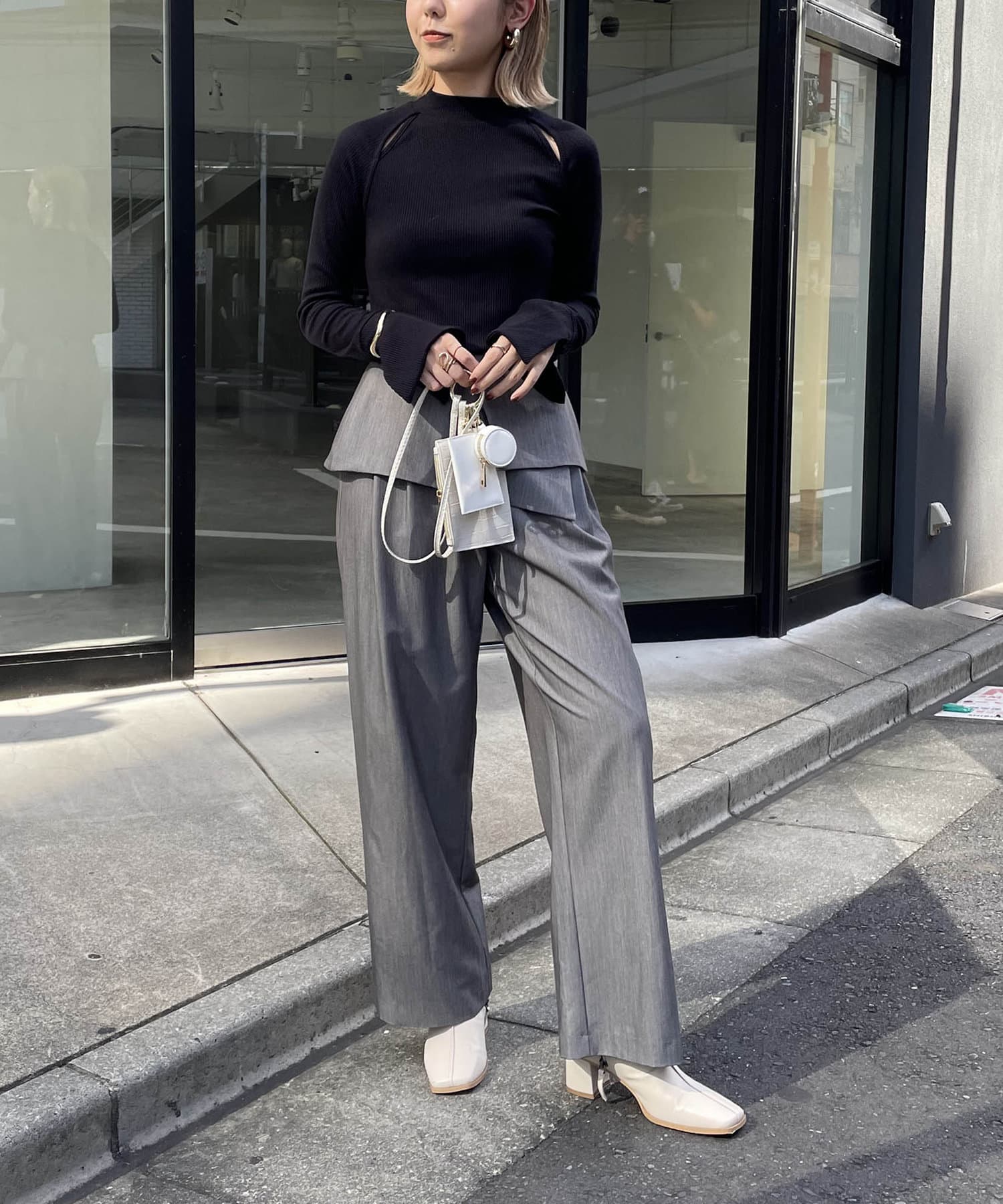 OUTLET(アウトレット) 【CAPRICIEUX LE'MAGE】カットアウトリブTシャツ