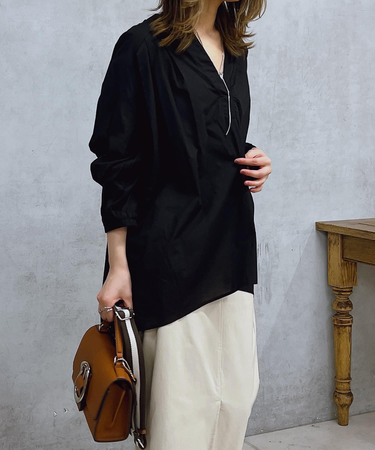 un dix cors(アンディコール) コットンタックスリーブブラウス