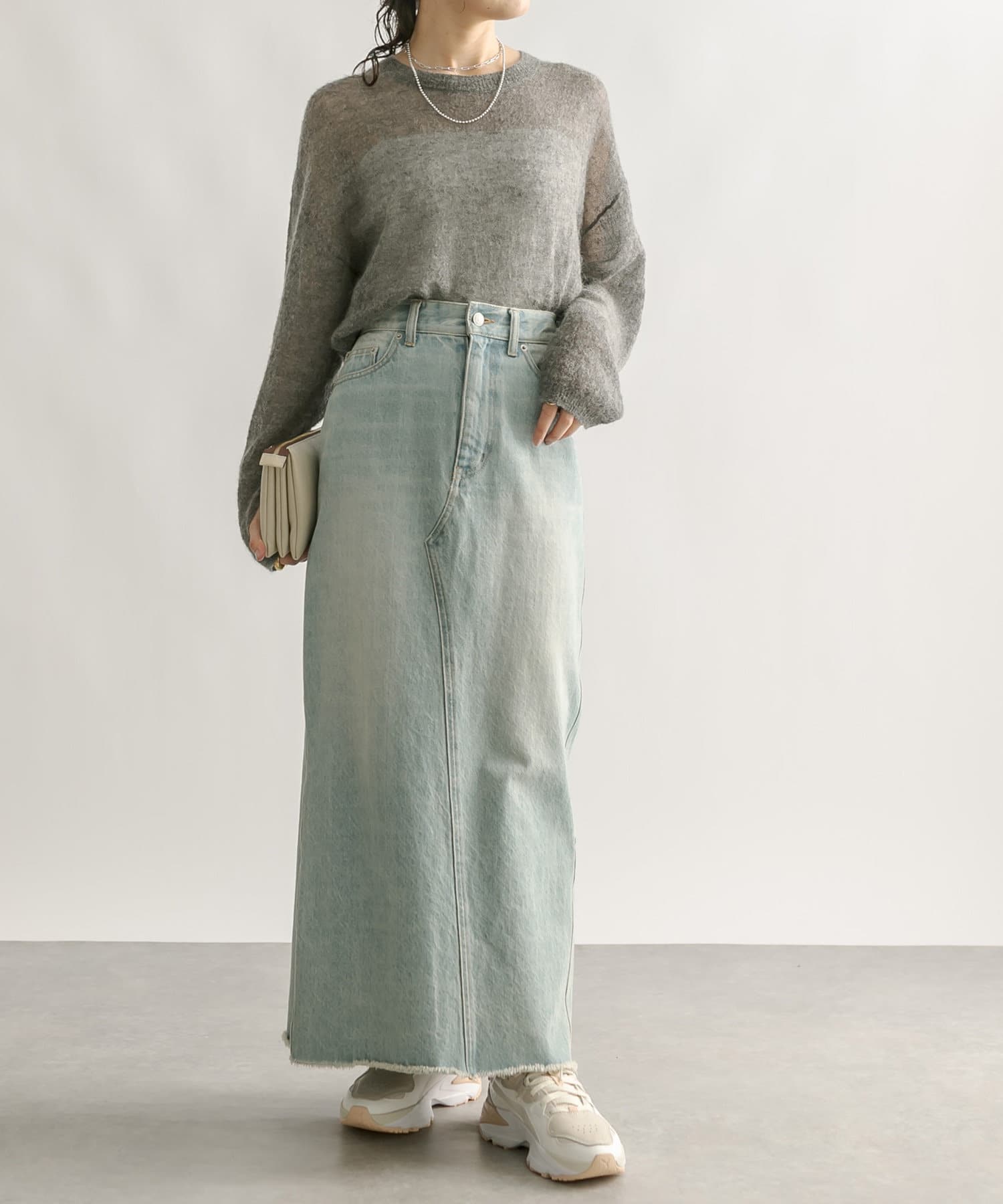 RIVE DROITE MONN.:. (モン) SLIT DENIM グレー