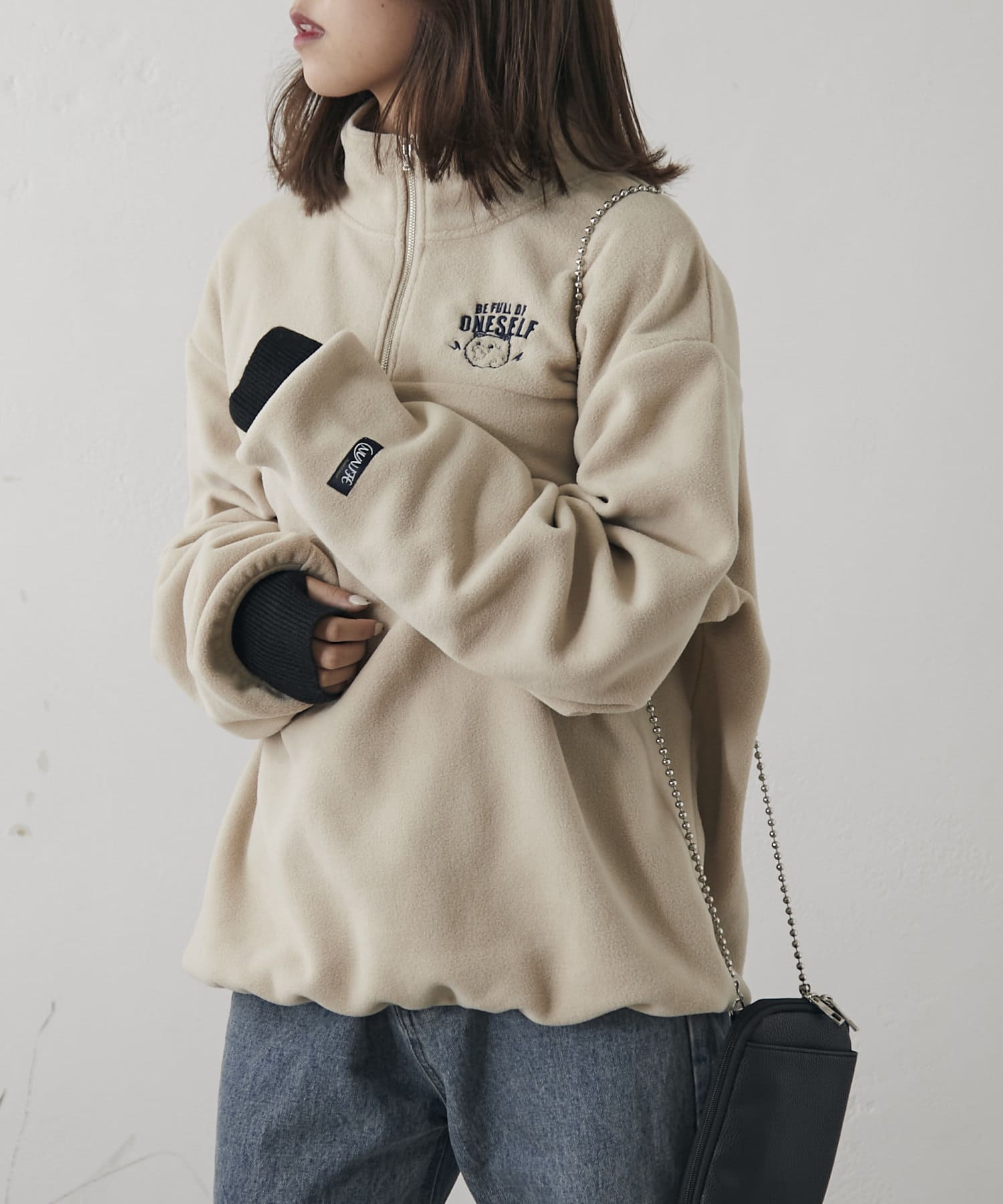 NUNIFE】フリースハーフZIPプルオーバー | NICE CLAUP / OLIVE des