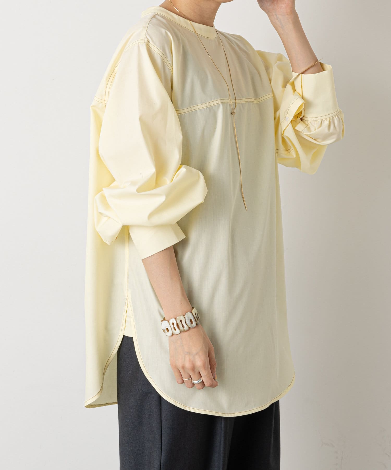 【在庫限】22AW 新作 完売色 新品 Omekashi シアーシャツ オフホワイト シャツ/ブラウス(長袖/七分)