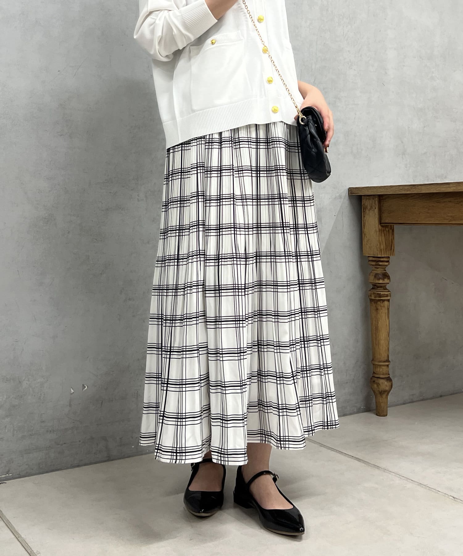 un dix cors(アンディコール) チェック柄消しプリーツスカート