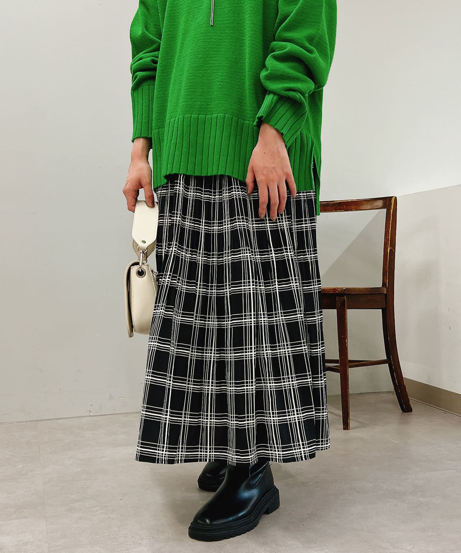 un dix cors(アンディコール) チェック柄消しプリーツスカート