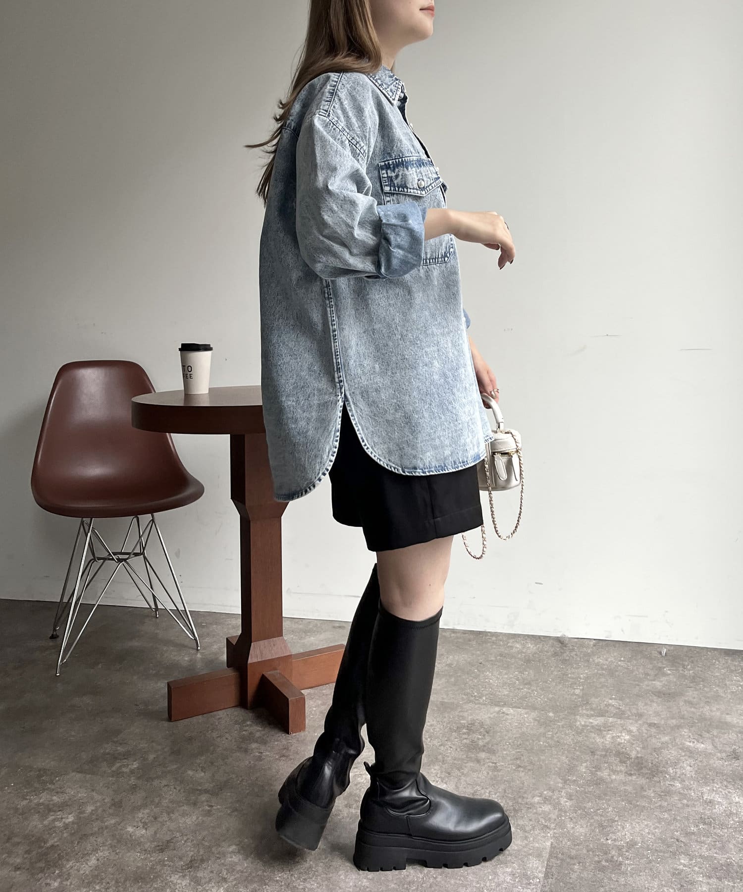 prose verse(プロズヴェール) パールボタンデニムシャツ