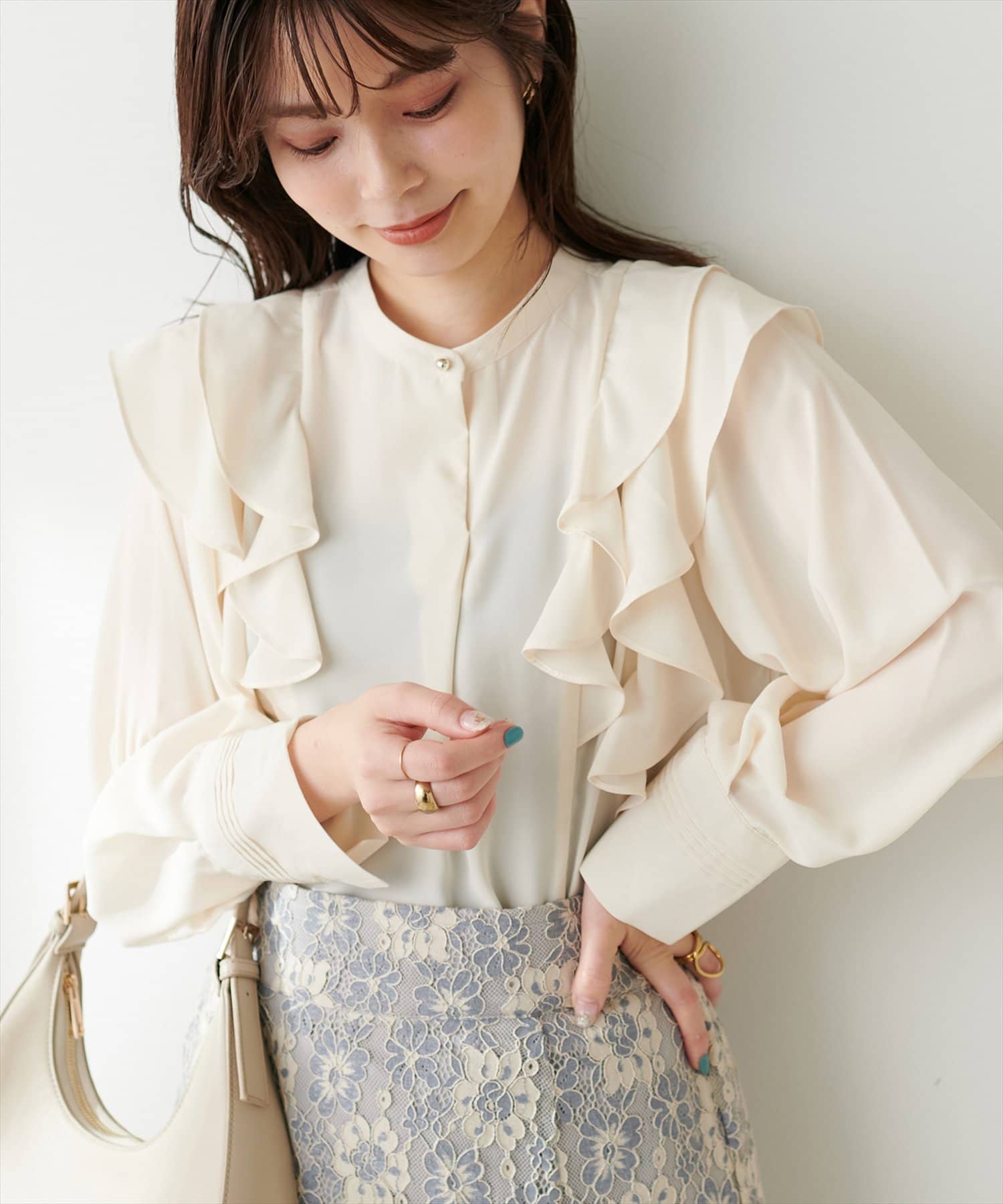 Wラッフルとろみブラウス | natural couture(ナチュラル