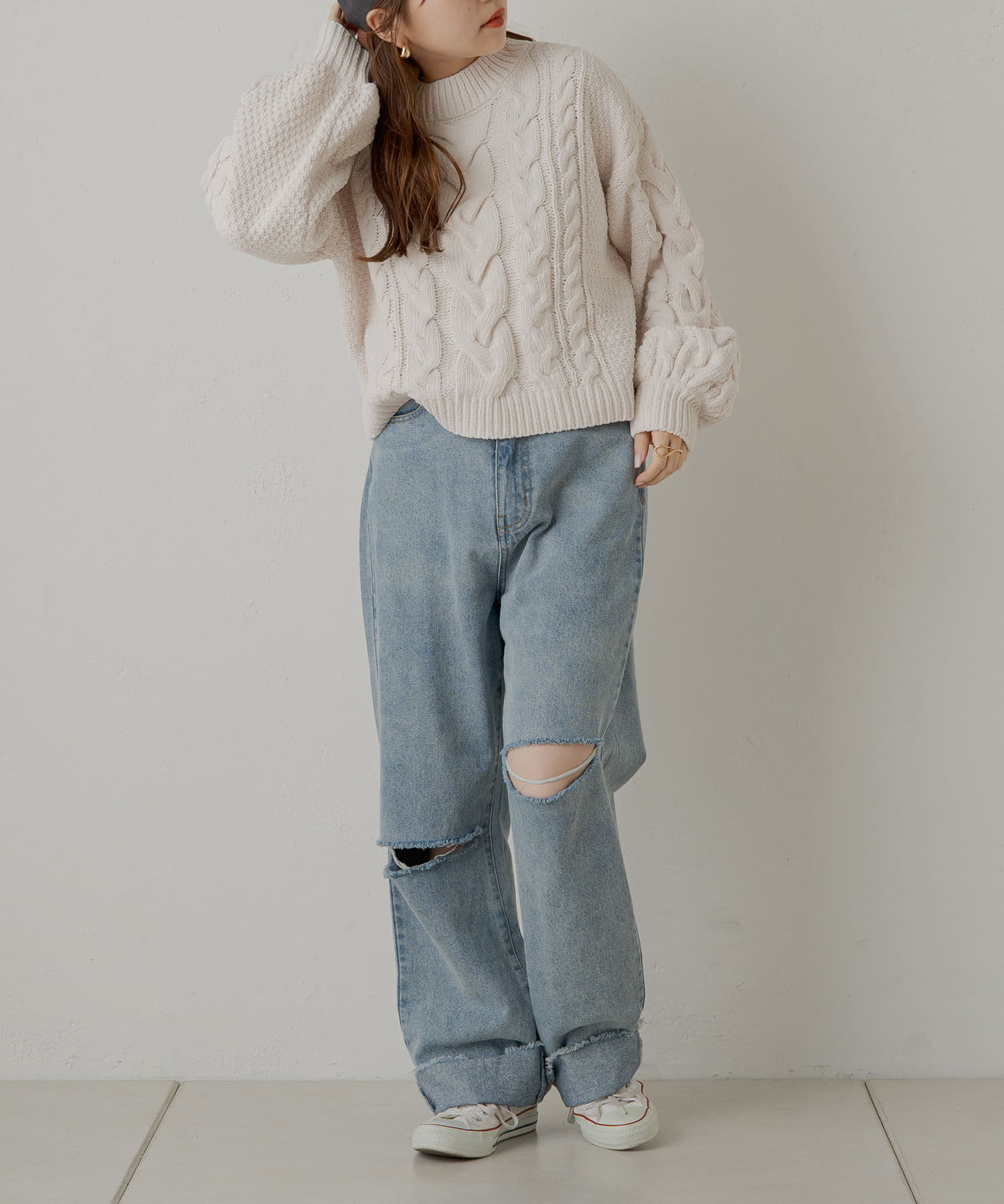 ケーブル編みモールニット | NICE CLAUP / OLIVE des OLIVE OUTLET