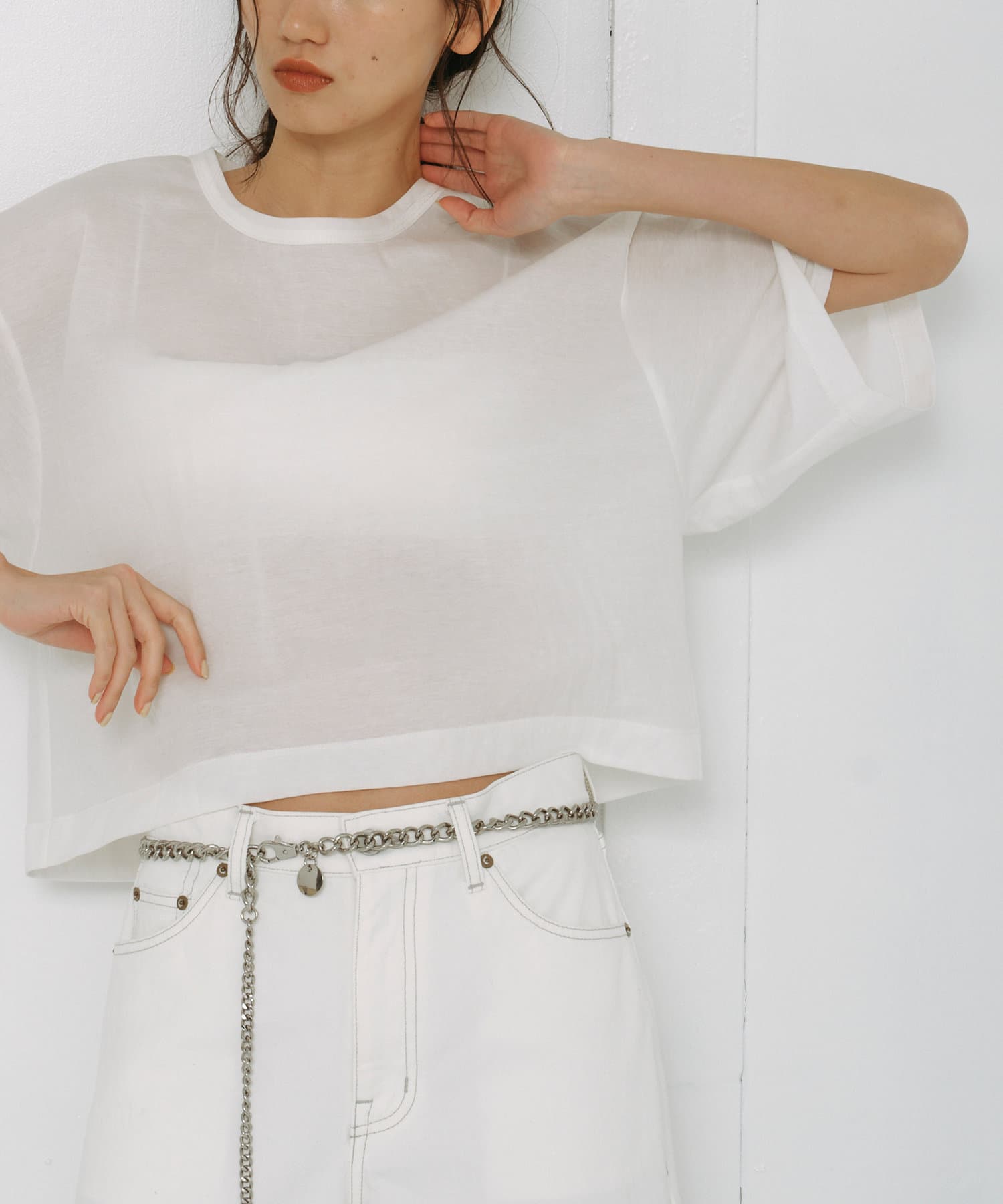 タグ付き新品‼️GALLAARDAGALANTE ボンディング素材 トップス シアーボクシーTee【オンラインストア限定商品