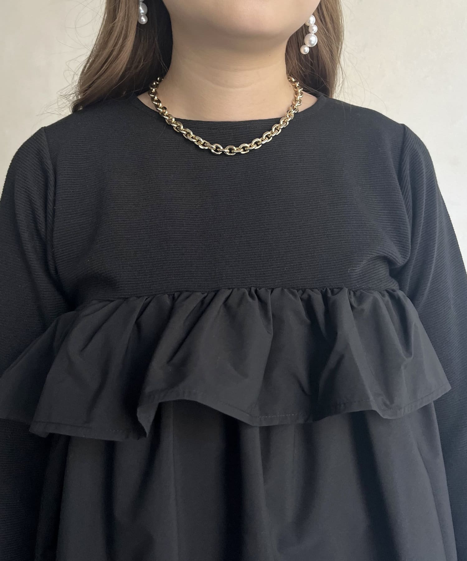 prose verse(プロズヴェール) フリルギャザーペプラムトップス