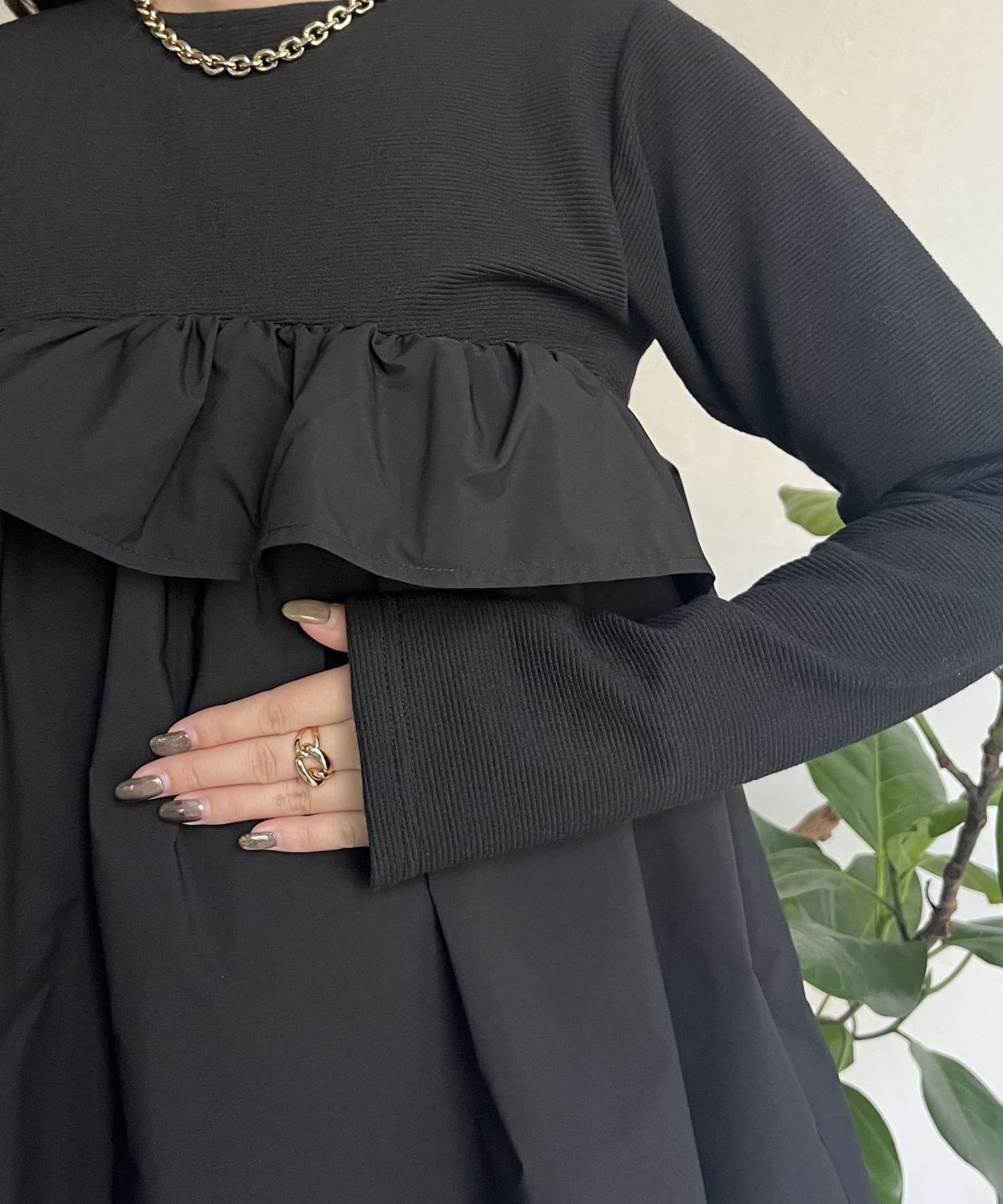 prose verse(プロズヴェール) フリルギャザーペプラムトップス