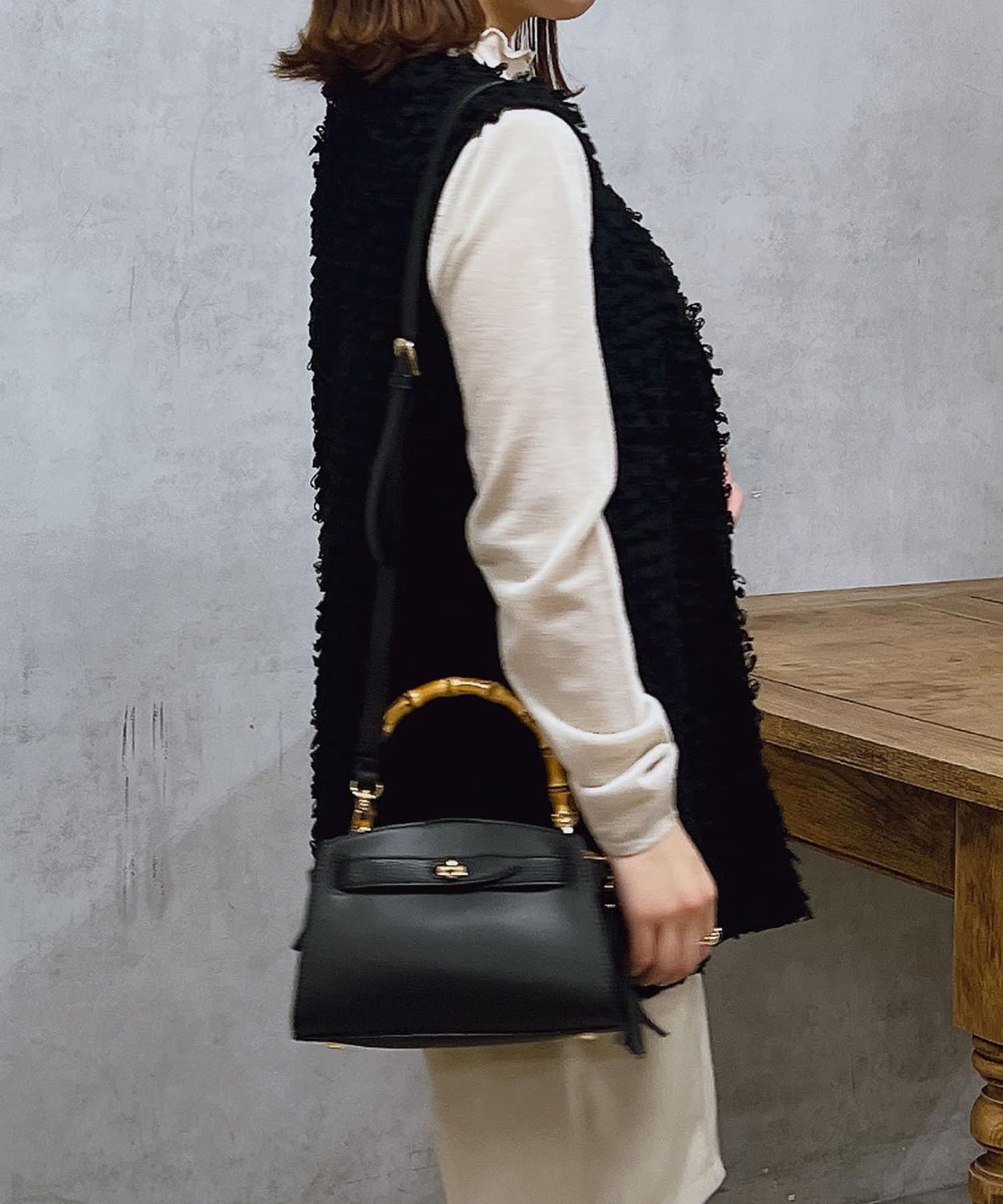 un dix cors(アンディコール) 【cachecache（カシュカシュ）】バンブーひねりミニバッグ