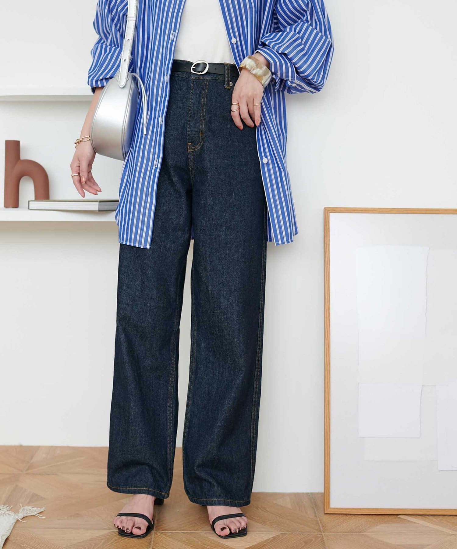 新品タグ付DISCOAT ストレートデニム サックスブルー　S USコットン Discoat パンツ 「改良版」USコットンデニムストレートパンツ