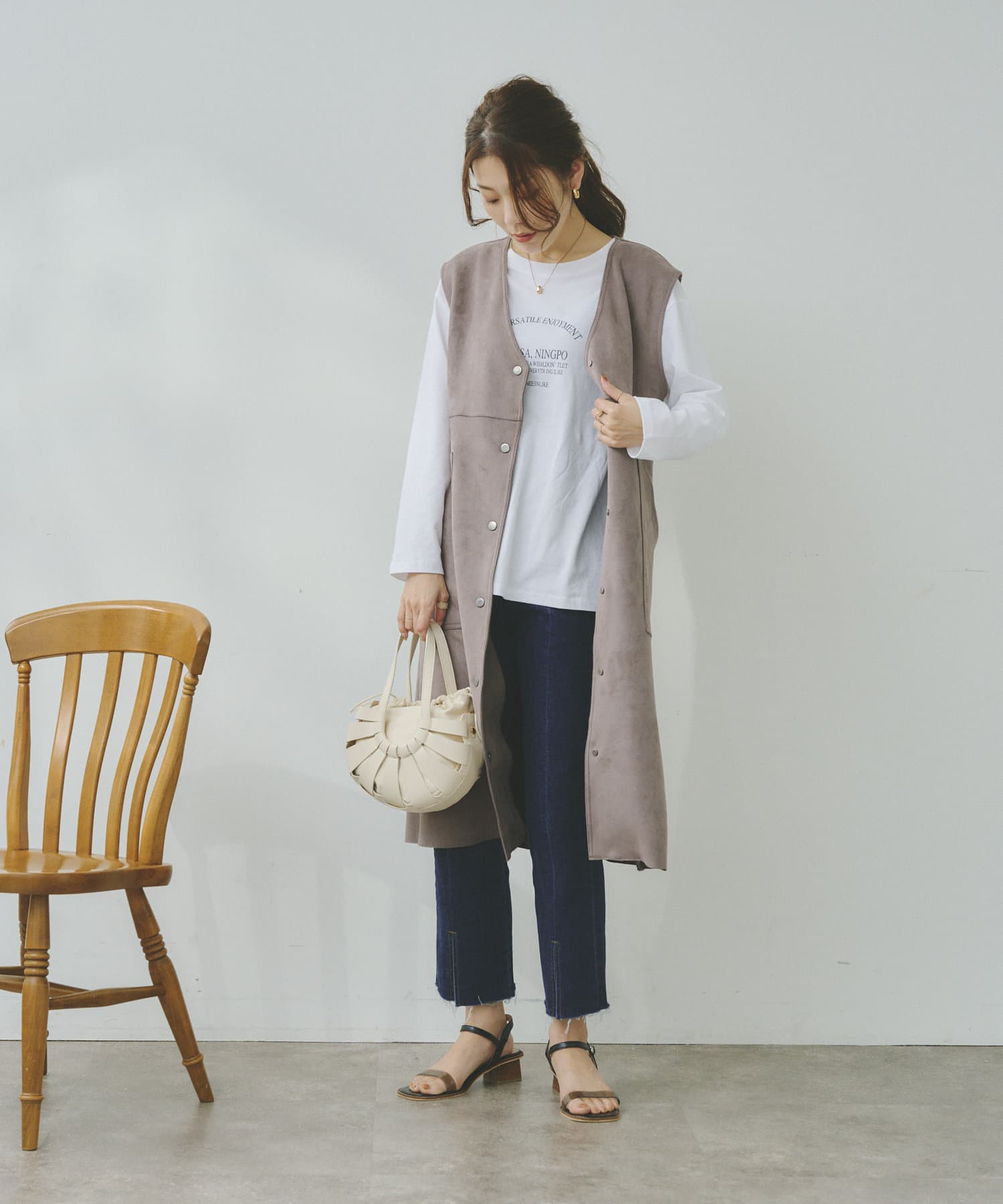 Chez toi(シェトワ) ボンディングスエードジレコート