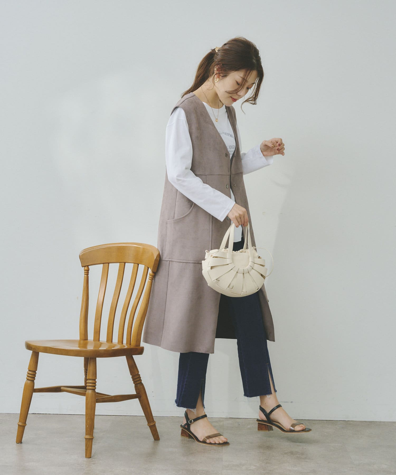 Chez toi(シェトワ) ボンディングスエードジレコート