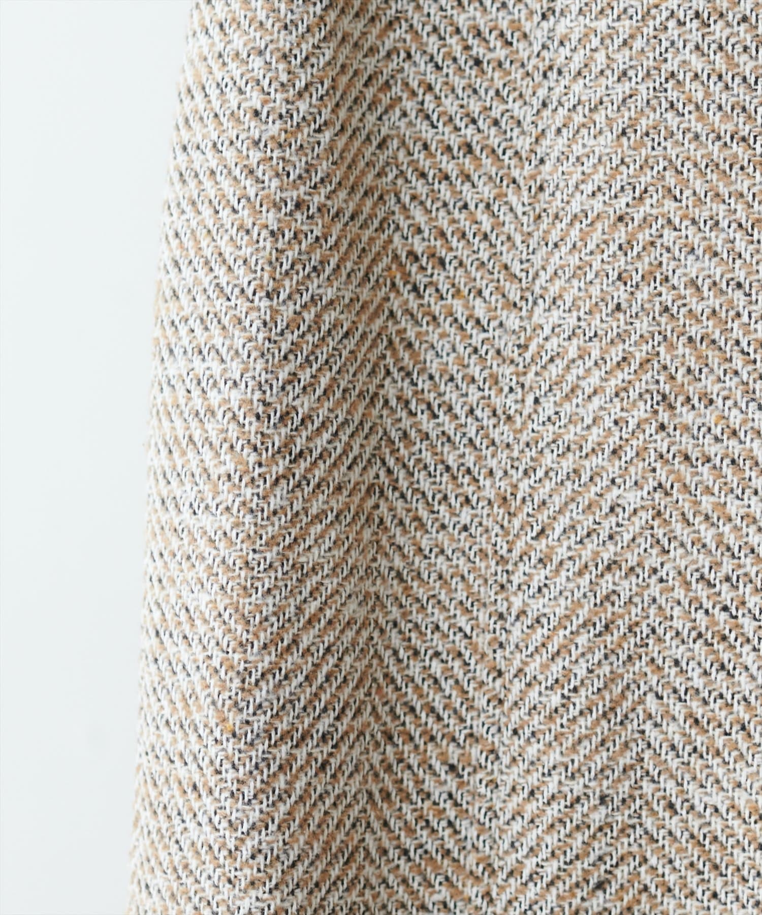 natural couture(ナチュラルクチュール) 【セットアップ可能】ヘリンボーンツィードナロースカート