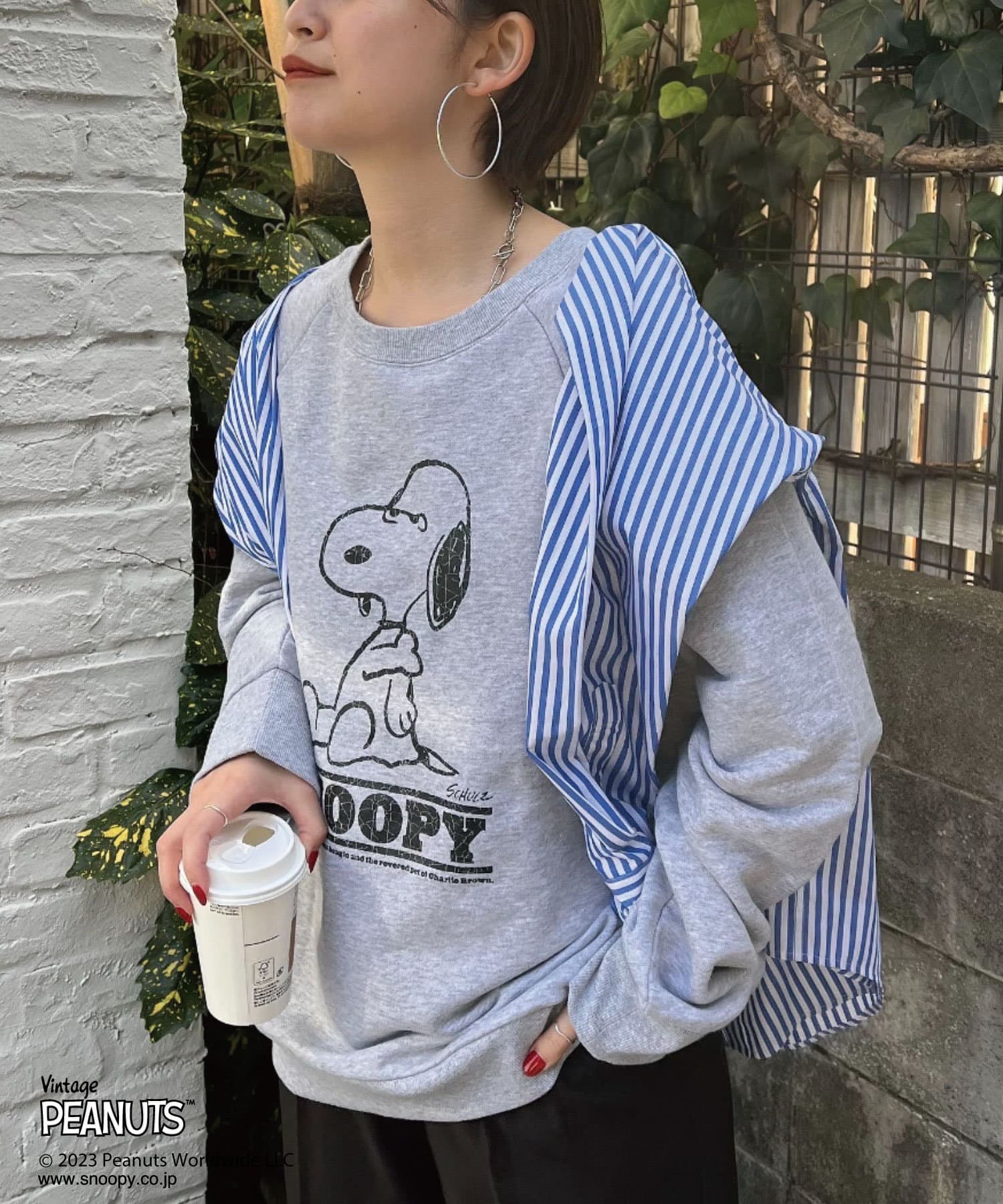 PEANUTS スヌーピー SNOOPY 長袖カットソー ラグラン - Tシャツ