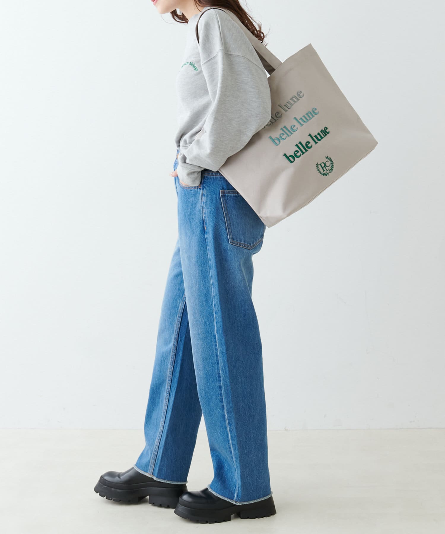 PUAL CE CIN(ピュアルセシン) 【WEB限定】グラデーションカラーロゴ刺繍トートバッグ