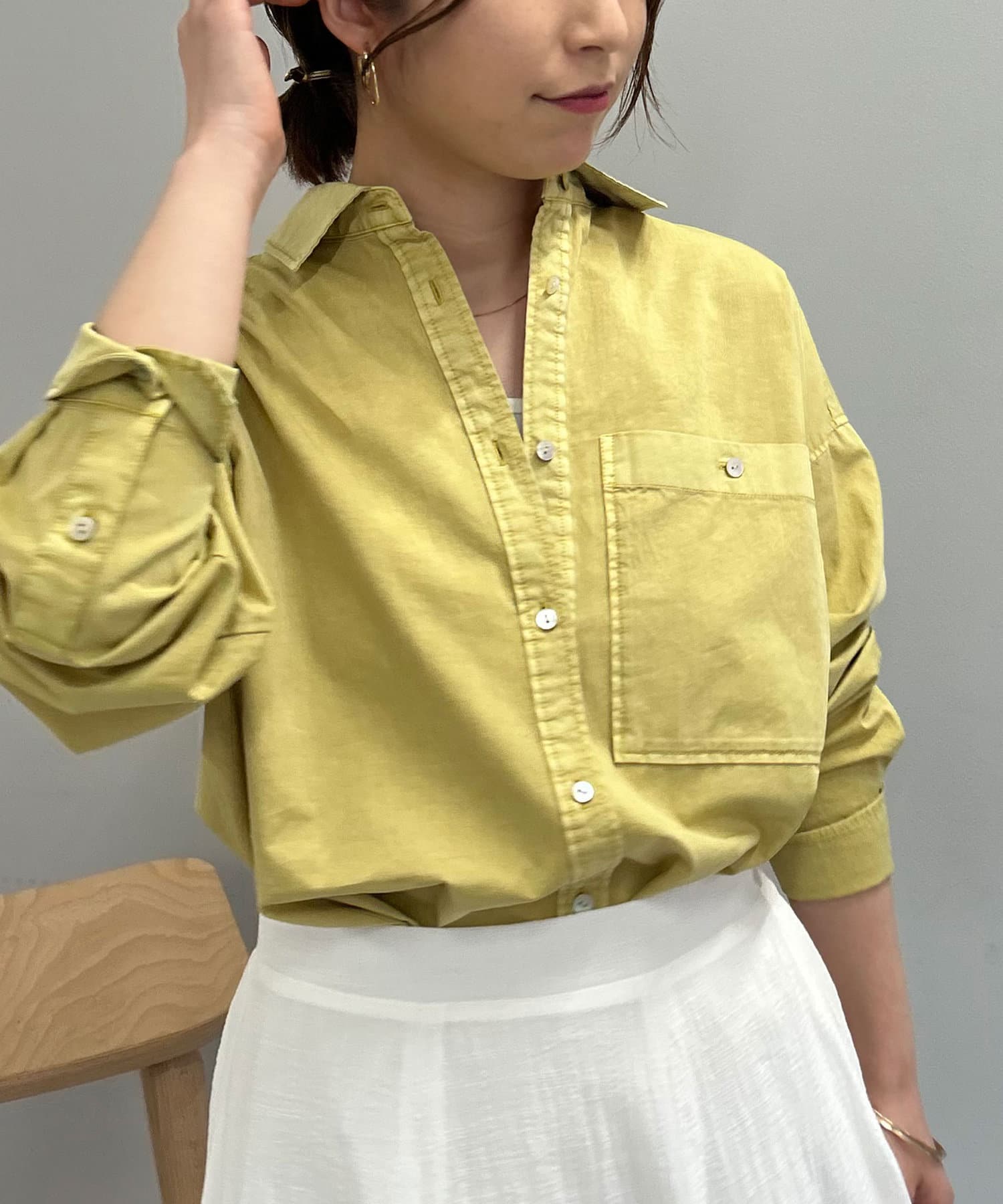 Jena　espace merveilleux(ジェナ　エスパスメルヴェイユ) 【セットアップ可能】コットンダンプワイドシャツ