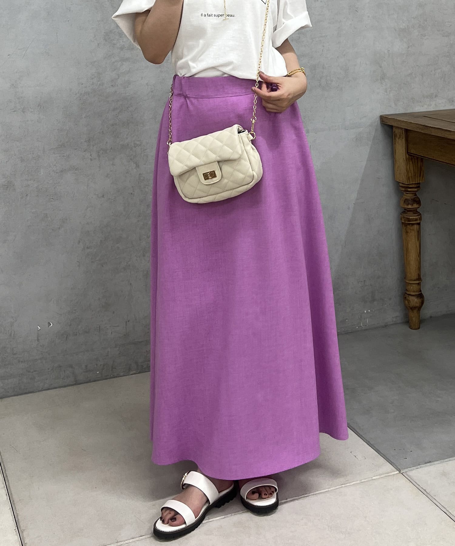 un dix cors(アンディコール) リネン混フレアスカート