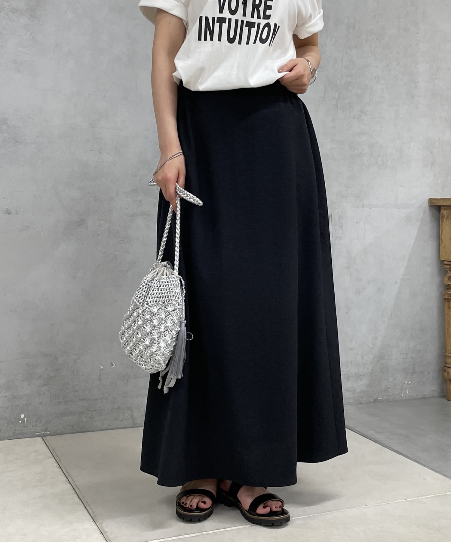 un dix cors(アンディコール) リネン混フレアスカート