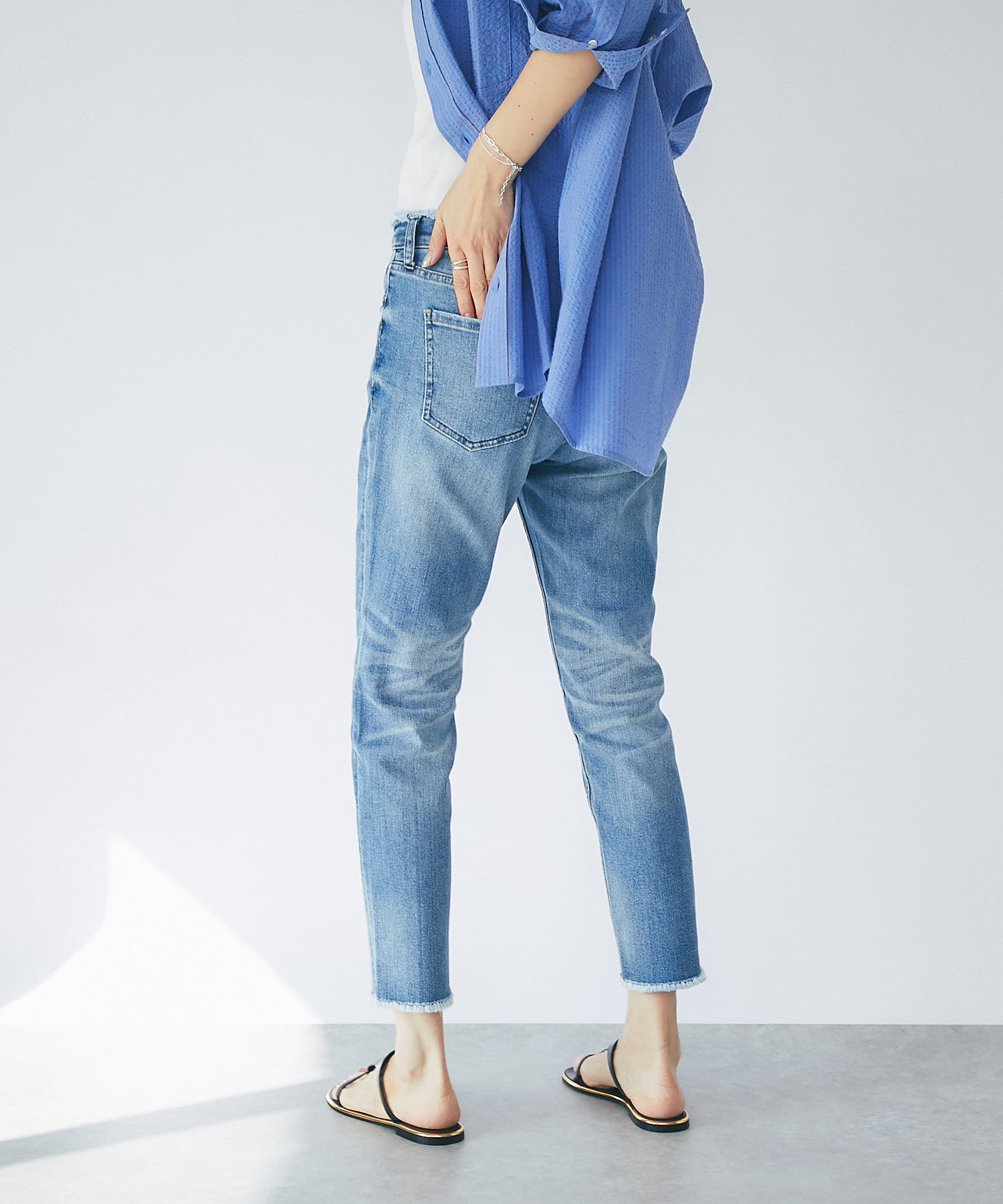 【匿名配送】Healthy Denim スリムフィット デニムパンツ ◇タックワイドデニムパンツ （パンツ）｜human woman