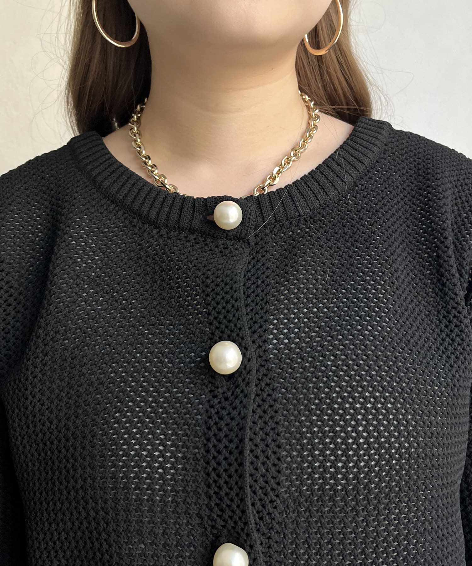 prose verse(プロズヴェール) パールボタン2WAYメッシュカーディガン