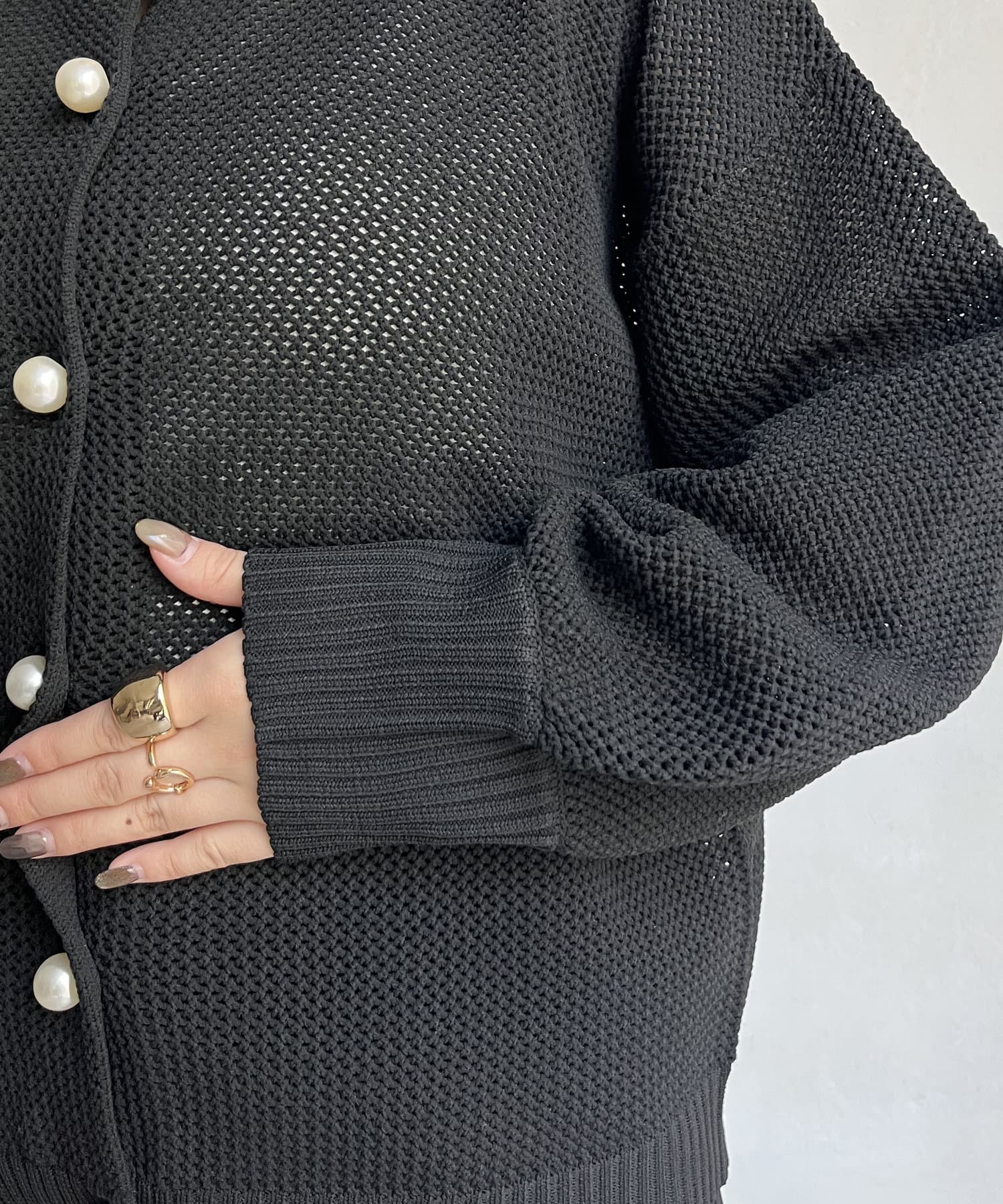 prose verse(プロズヴェール) パールボタン2WAYメッシュカーディガン