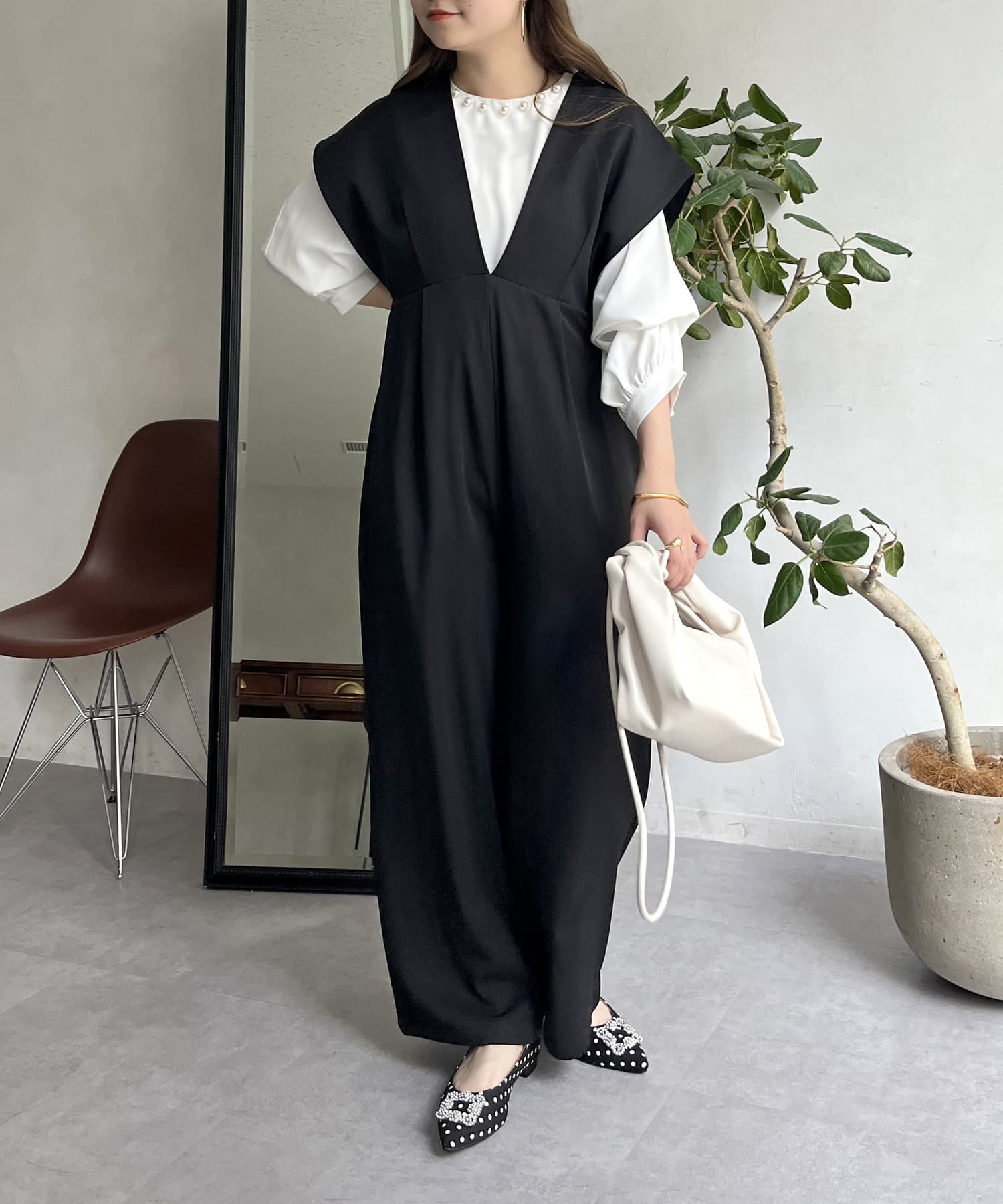 prose verse(プロズヴェール) 深Vネックオールインワン