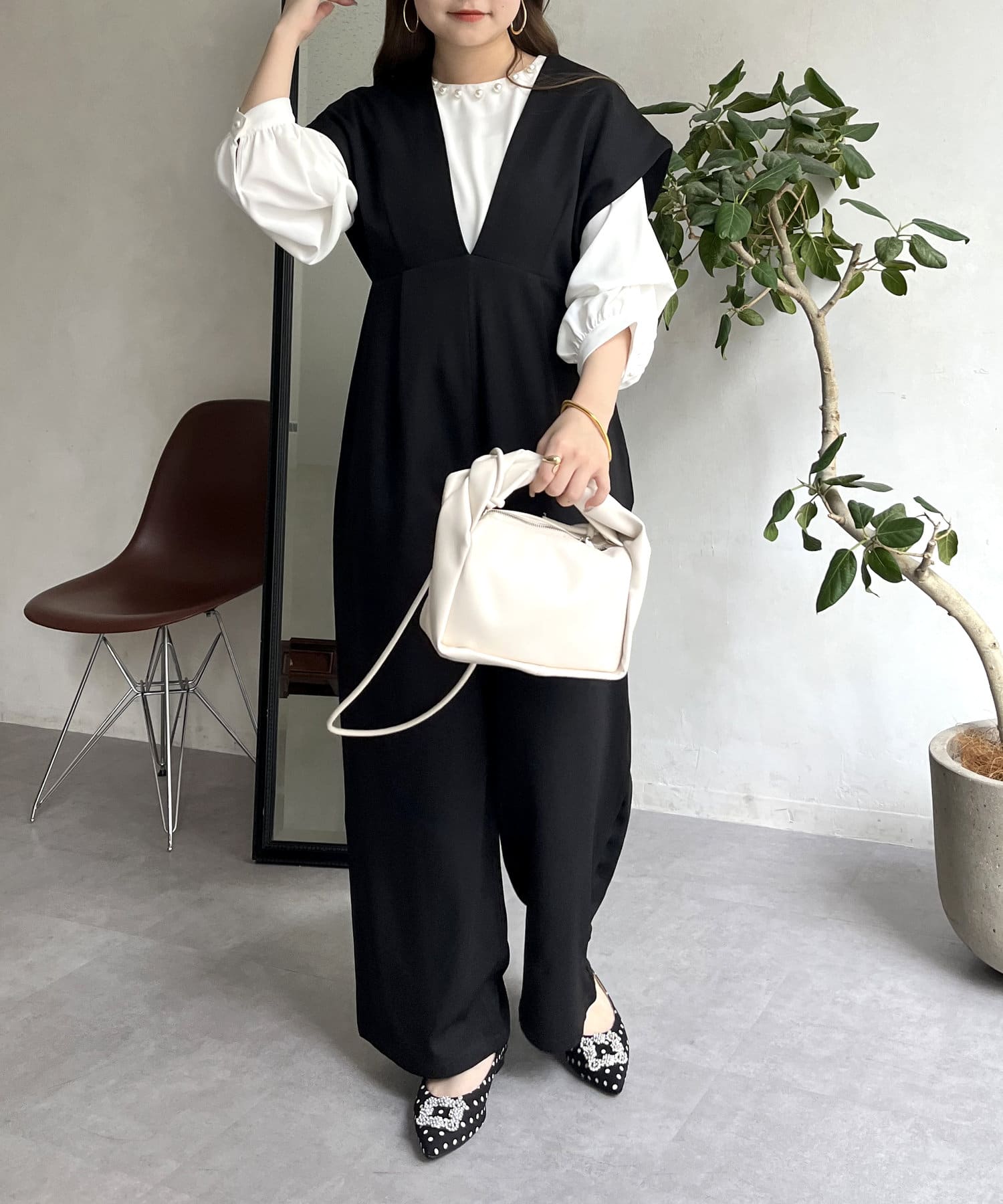 prose verse(プロズヴェール) 深Vネックオールインワン