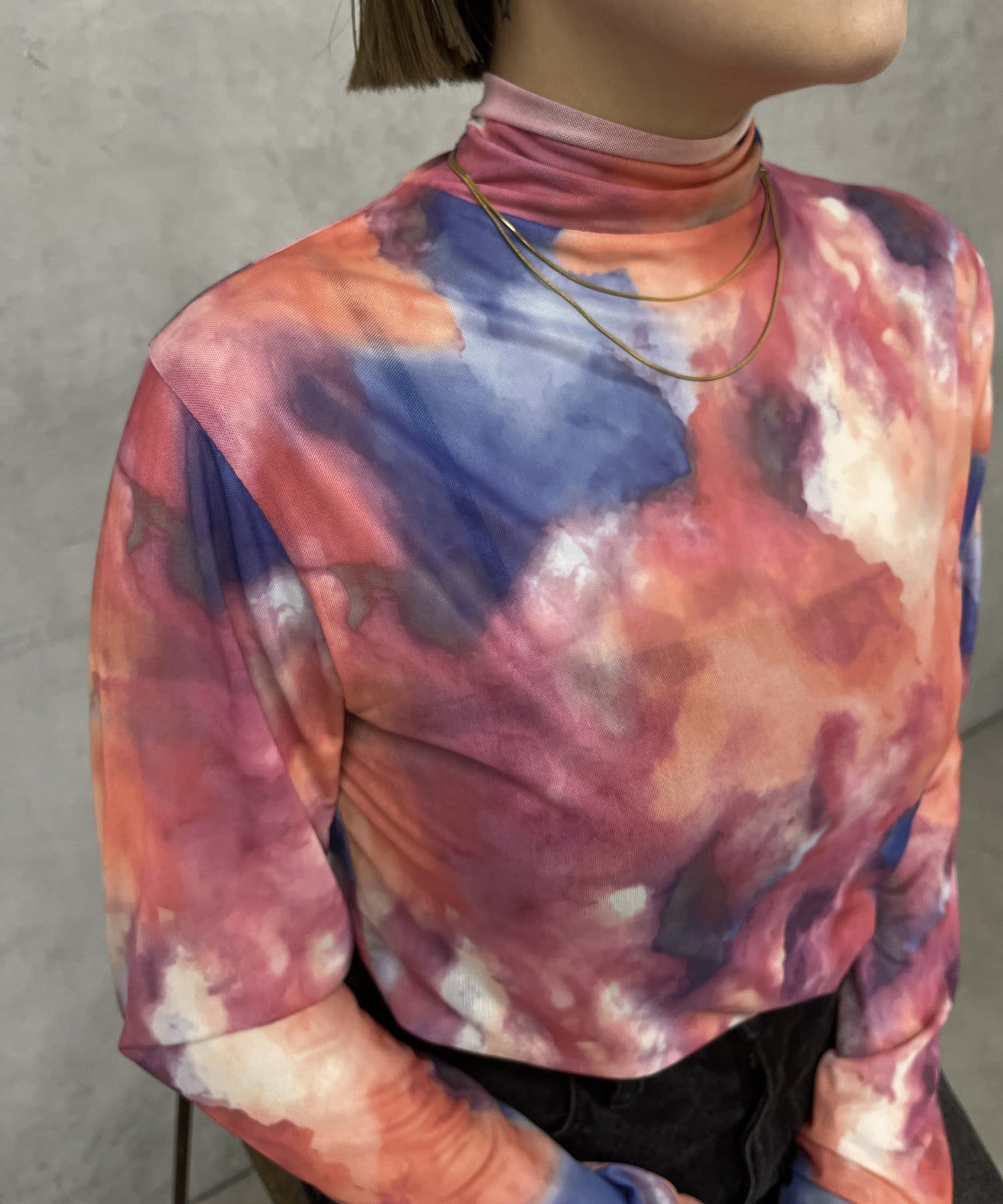 WHO’S WHO gallery(フーズフーギャラリー) フェード柄ネットトップス