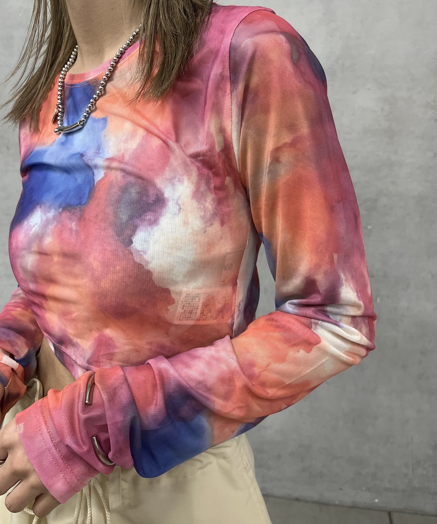 WHO’S WHO gallery(フーズフーギャラリー) フェード柄ネットマイクロトップス