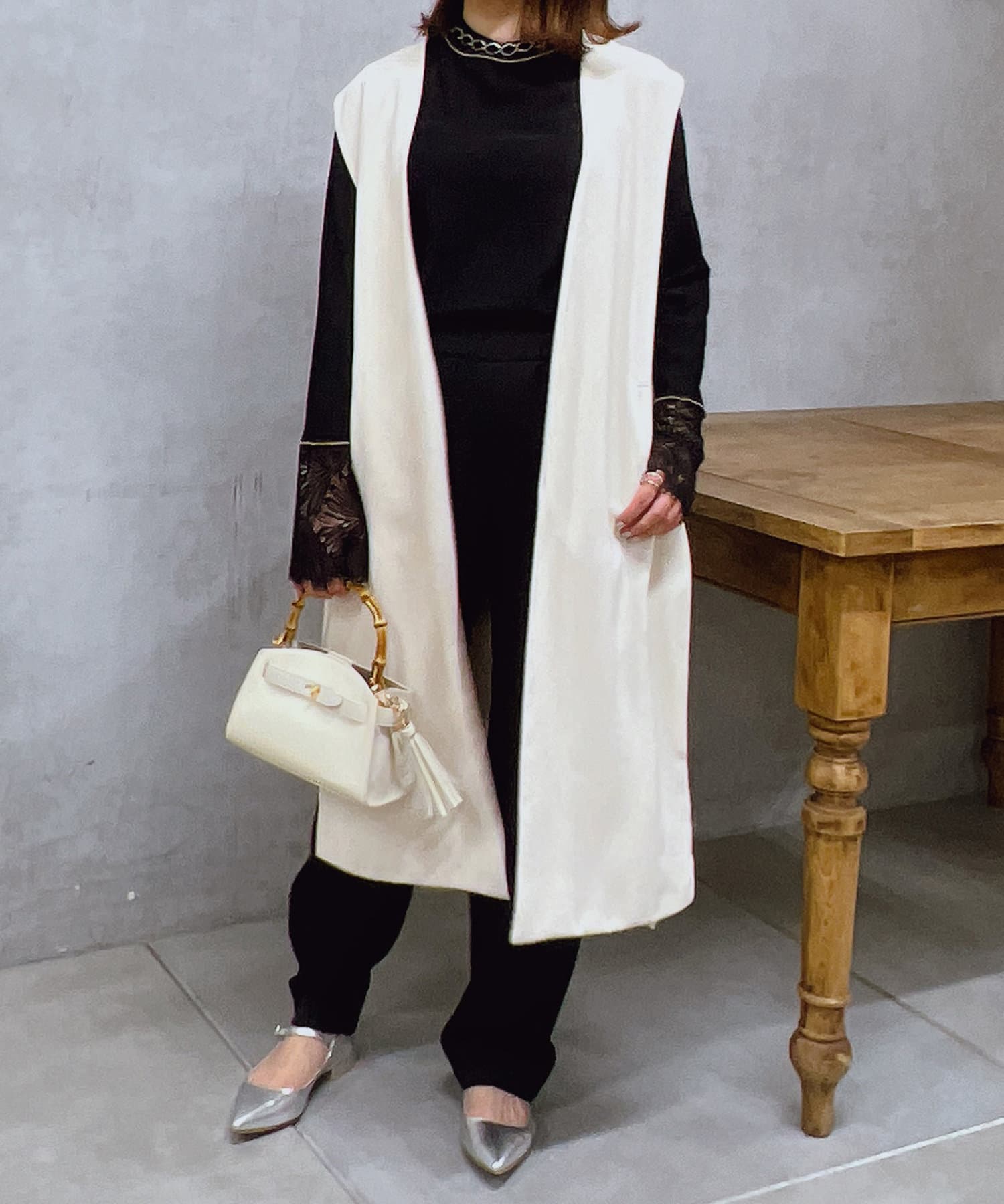 un dix cors(アンディコール) ダブルクロスロングジレ