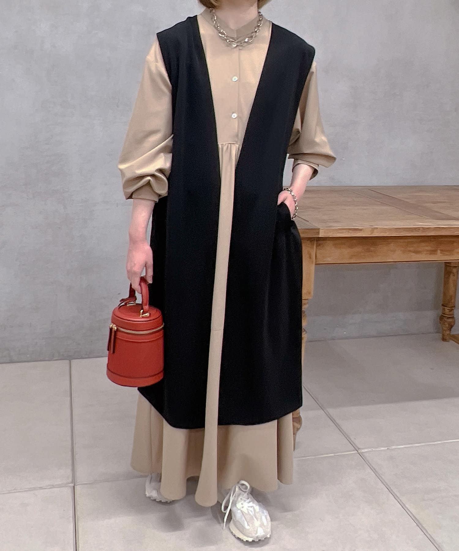 un dix cors(アンディコール) ダブルクロスロングジレ