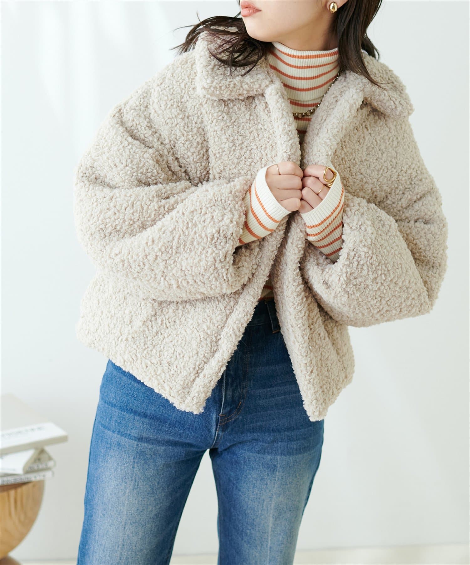 ぽわ袖ボアコート | natural couture(ナチュラルクチュール)レディース 
