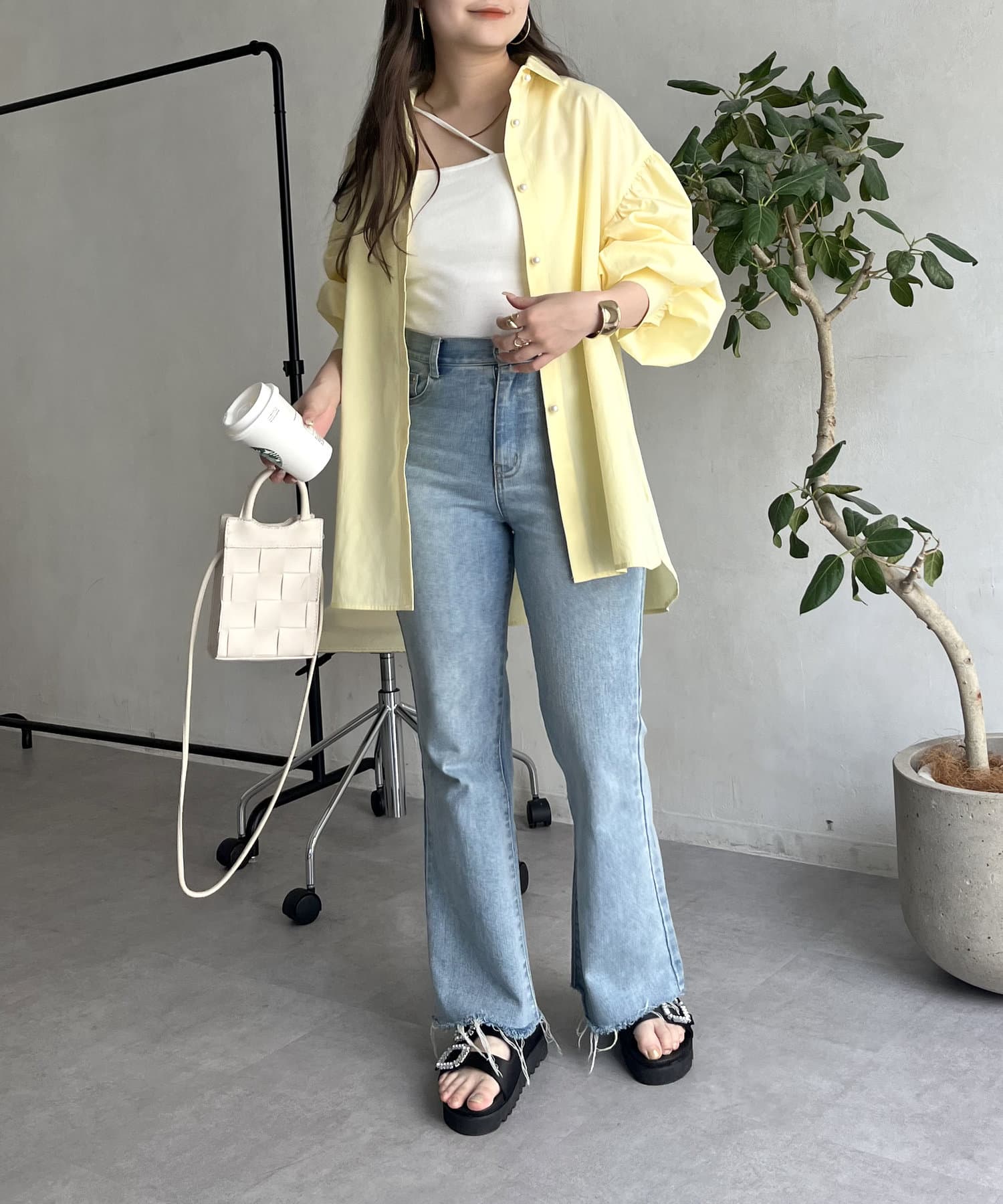 prose verse(プロズヴェール) パールボタン袖ボリュームシャツ