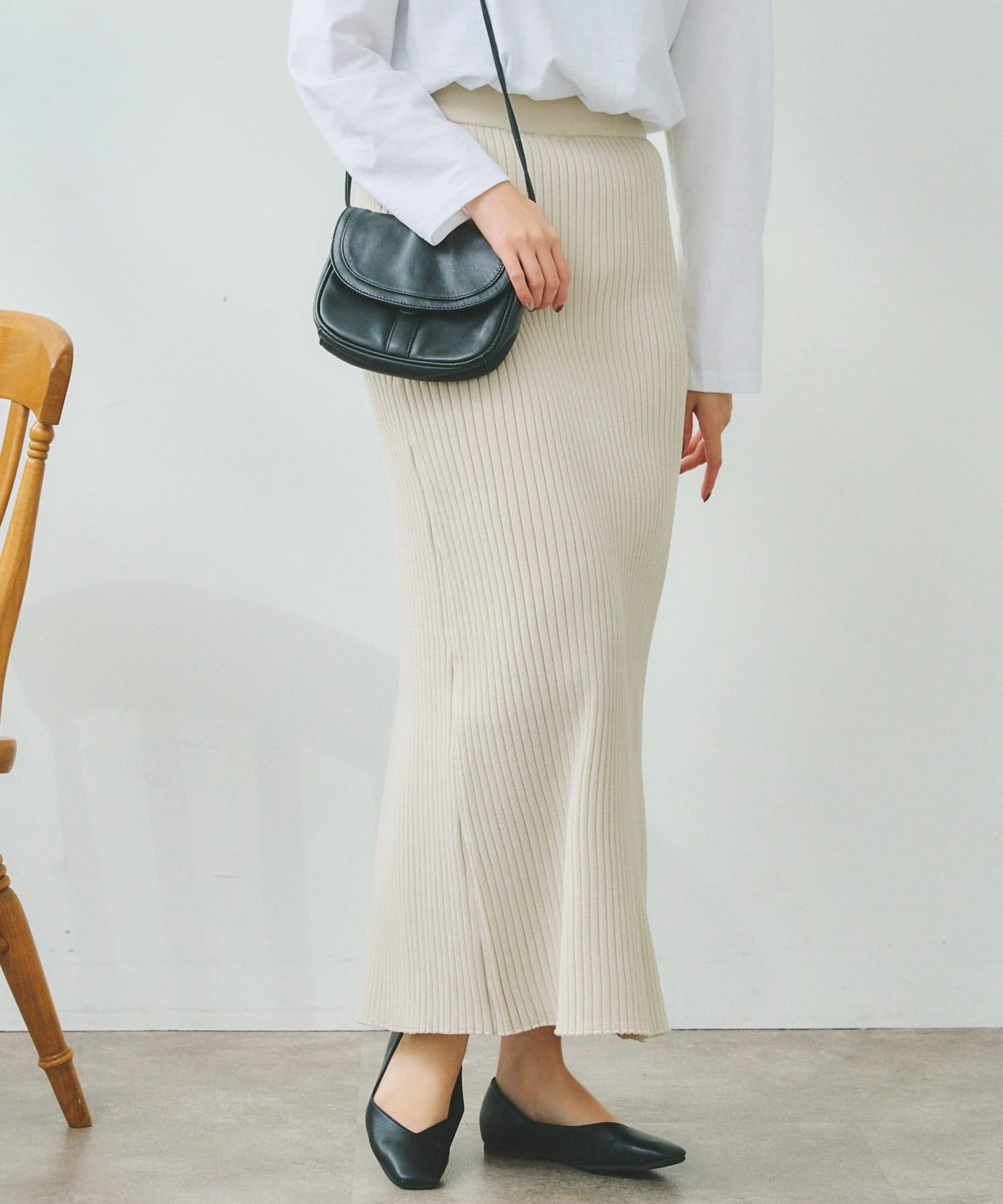 Chez toi(シェトワ) 【WEB限定】スポンジニットロングナロースカート