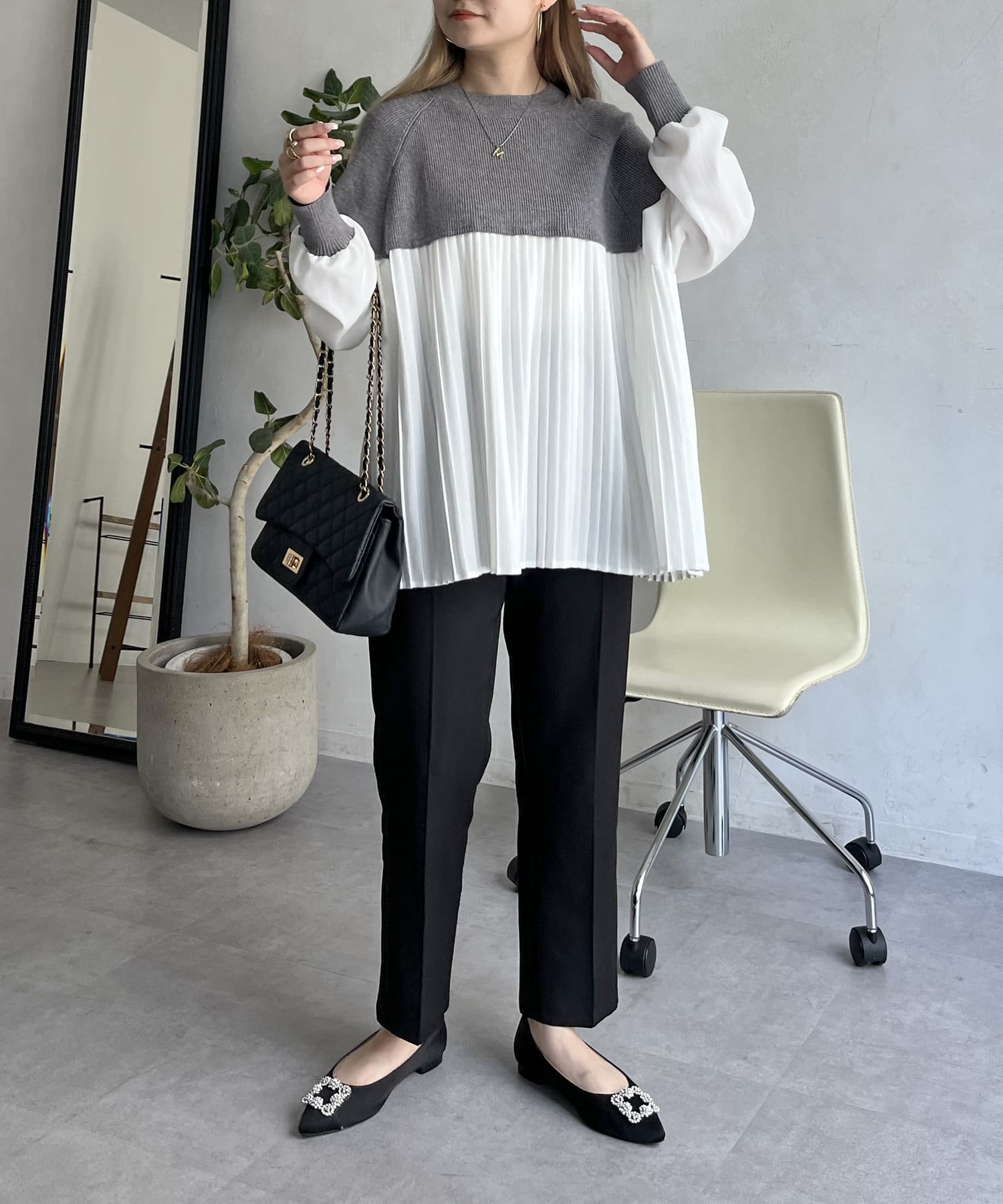 prose verse(プロズヴェール) プリーツ切替ニット