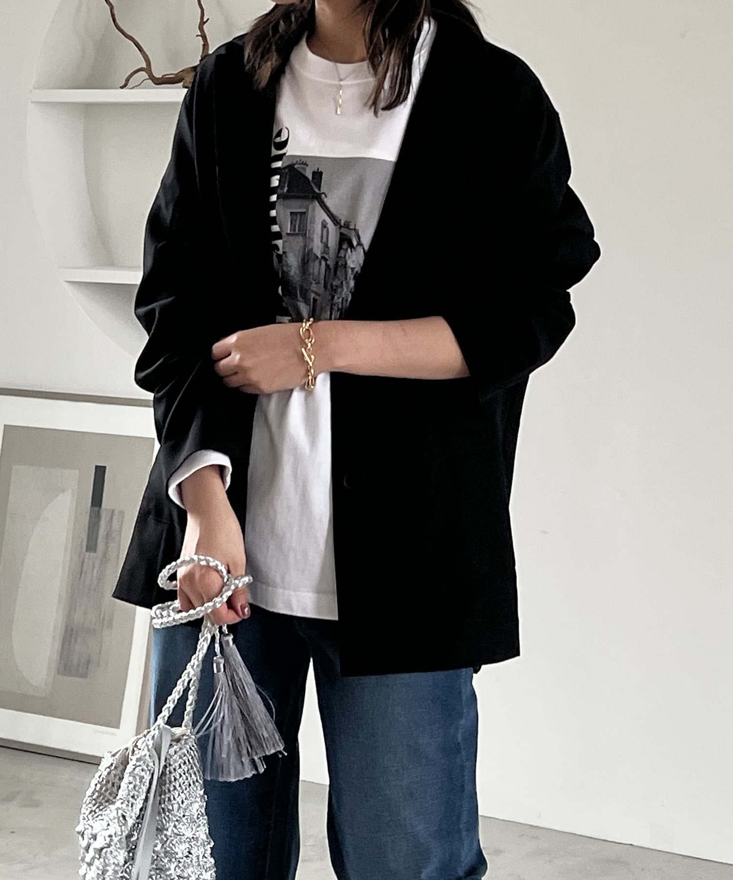 un dix cors(アンディコール) リネンライクテーラードジャケット