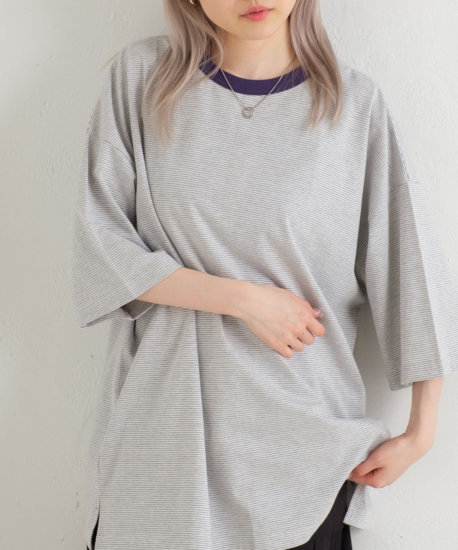 WHIMSIC/新色追加】COLOR RIB BORDER T-SHIRT | Kastane(カスタネ